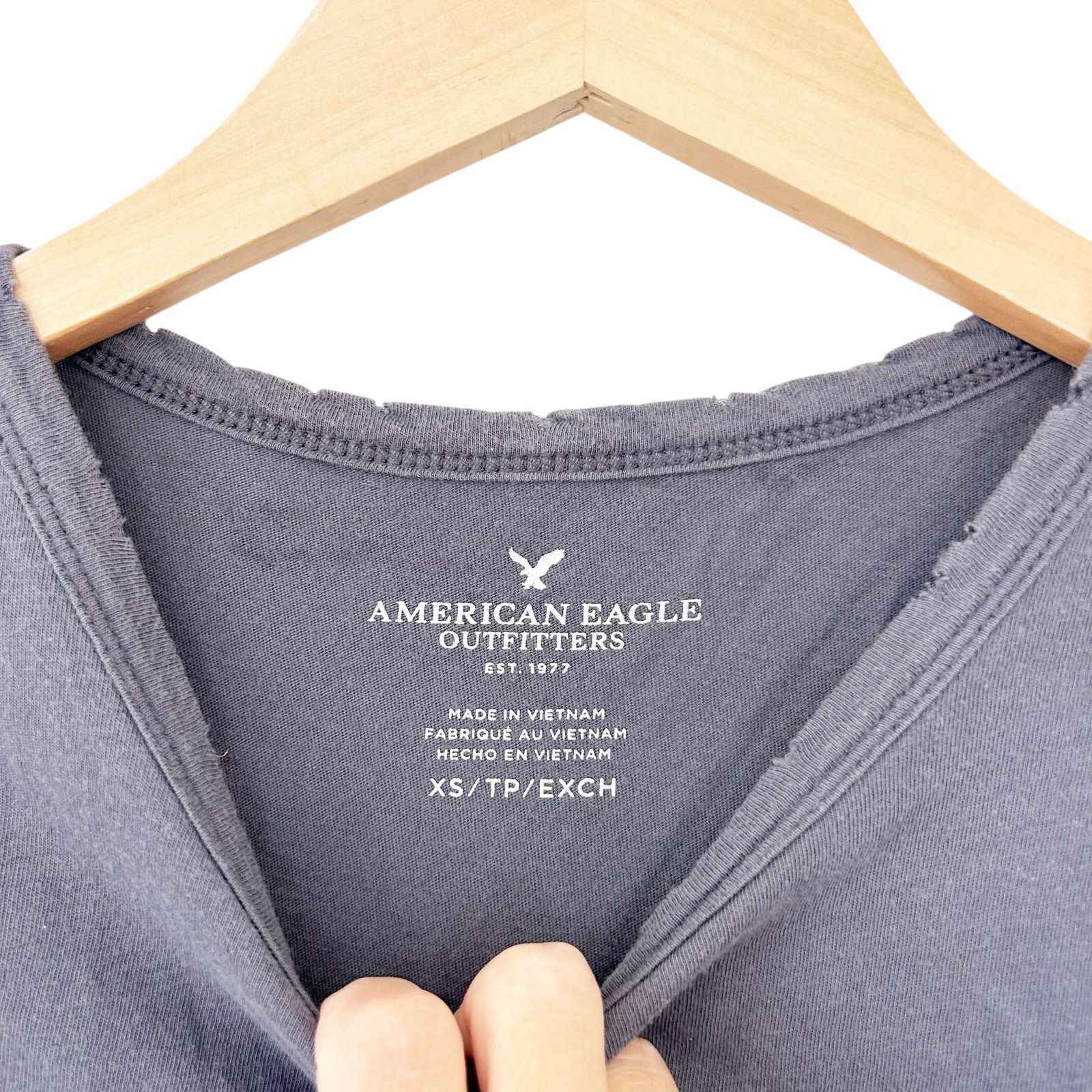 American Eagle Outfitters American Eagle Gray Flutter Sleeve T Shirt Sz XS Size XS / US 0-2 / IT 36-38 - 2 Thumbnail
