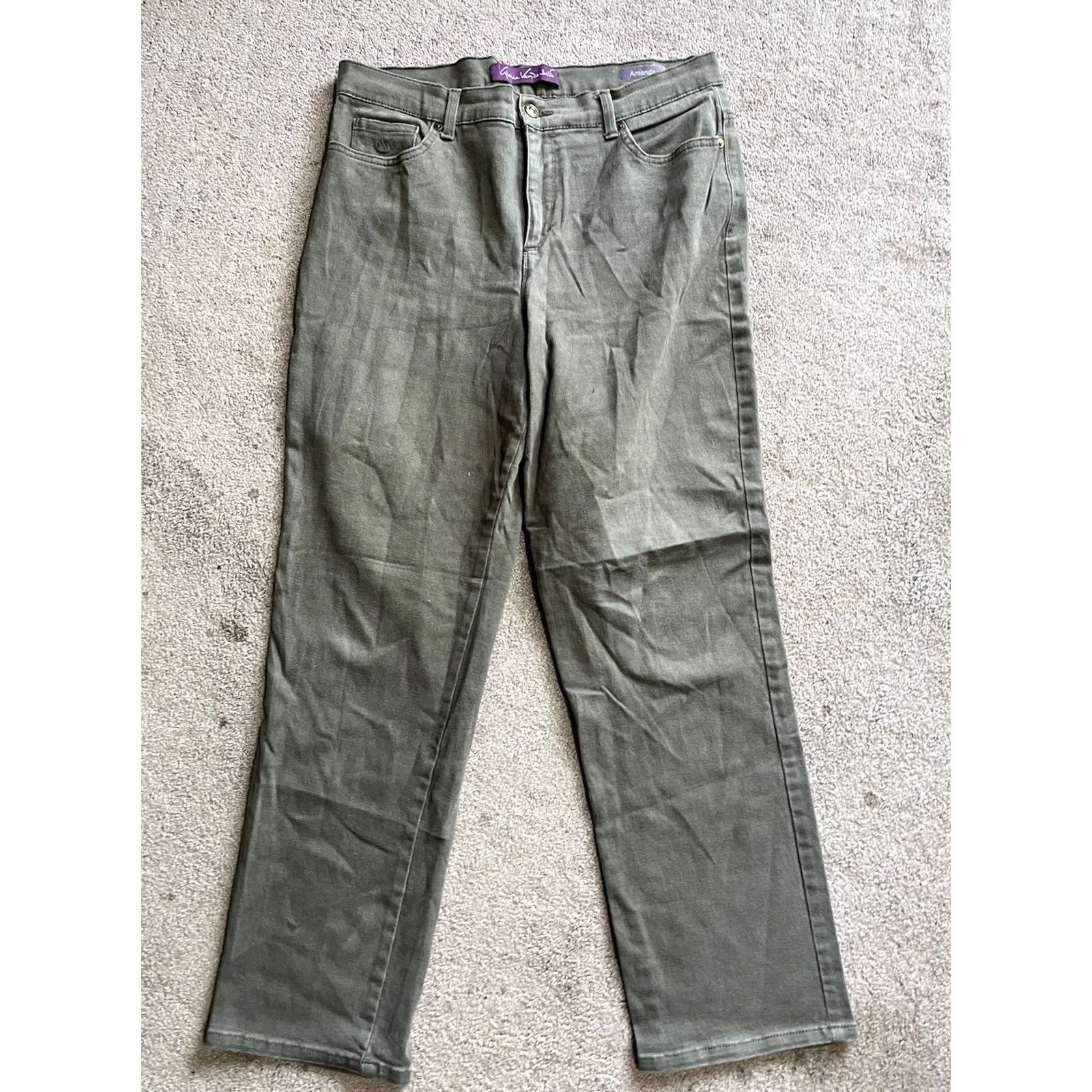 Gloria Vanderbilt Gloria Vanderbilt Jeans Amanda Straight Denim 12 Women Green Regular Inseam 28 Emma Size 34" / US 12 / IT 48 - 2 Thumbnail