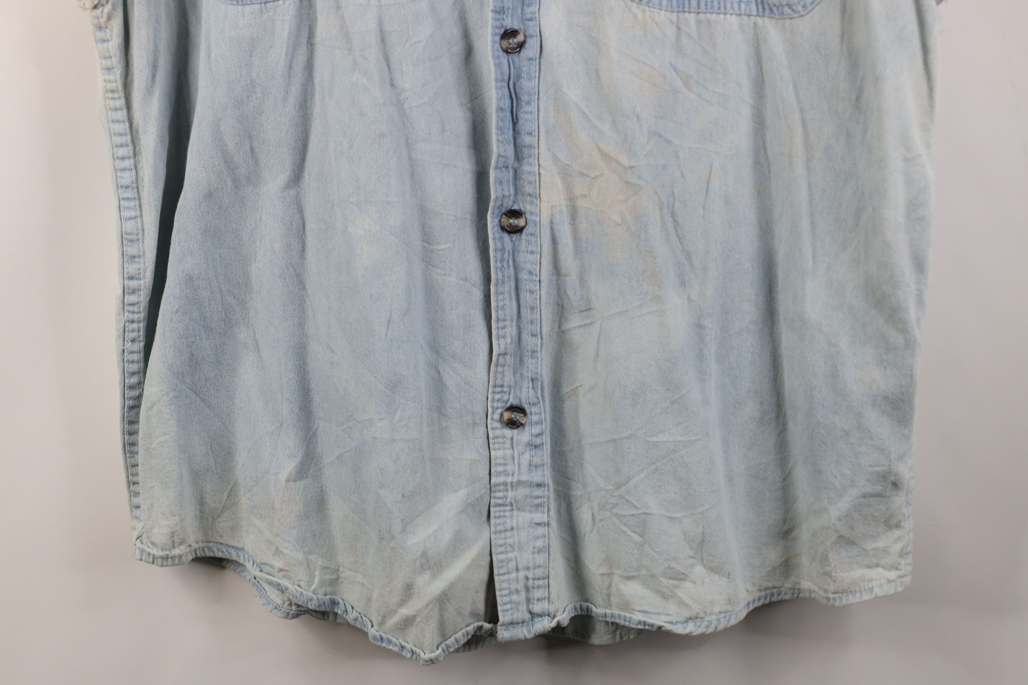Vintage Vintage 90s POW MIA Motorcycle Cut Off Denim Button Shirt Size US XXL / EU 58 / 5 - 3 Thumbnail