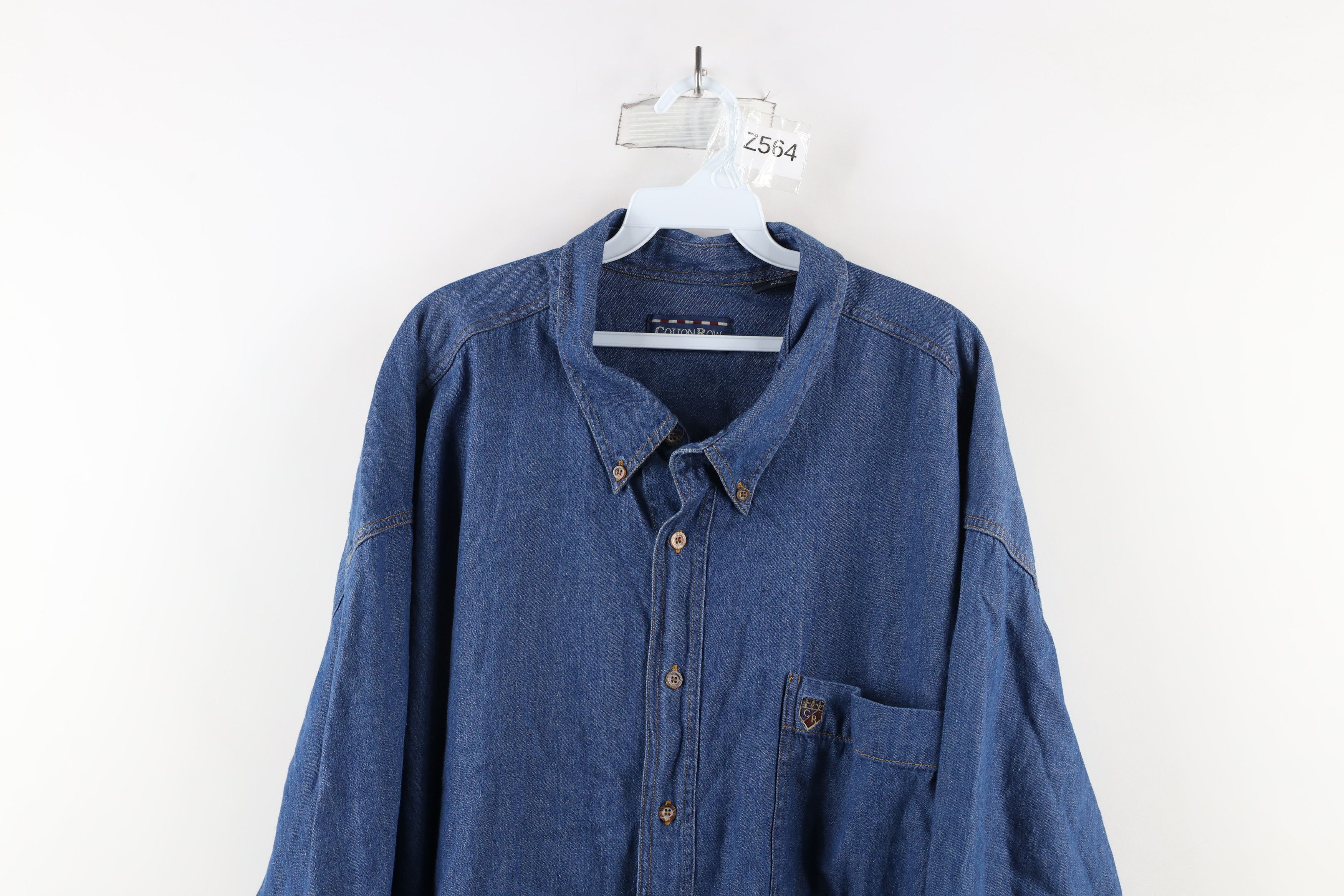 Vintage Vintage 90s Streetwear Denim Jean Button Down Shirt Blue Size US XXL / EU 58 / 5 - 2 Thumbnail