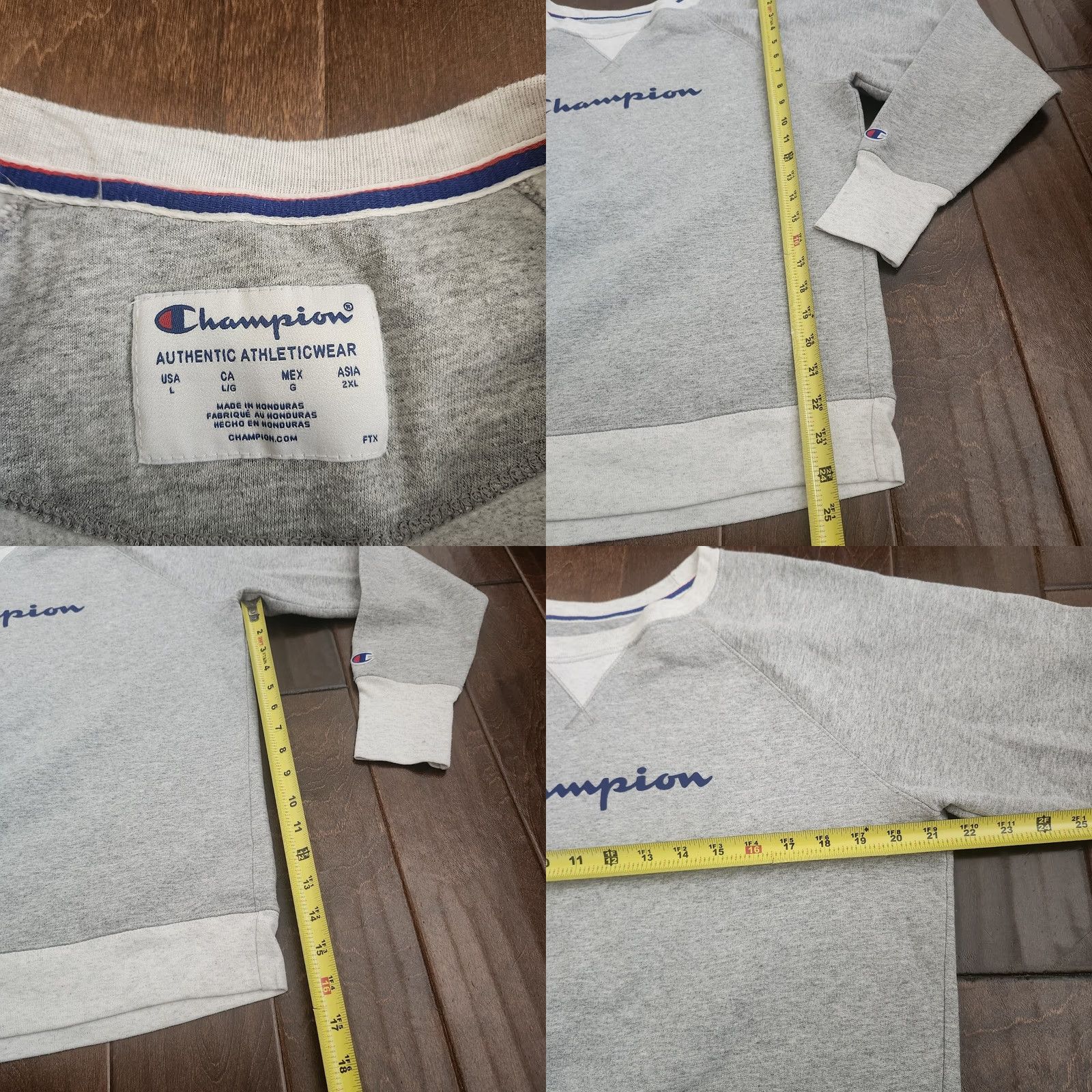 Champion Champion Sweatshirt Logo Crewneck Men's Large Gray Heavyweight 90s Sports Pullover, Cotton, Machine Washable Size US L / EU 52-54 / 3 - 8 Thumbnail