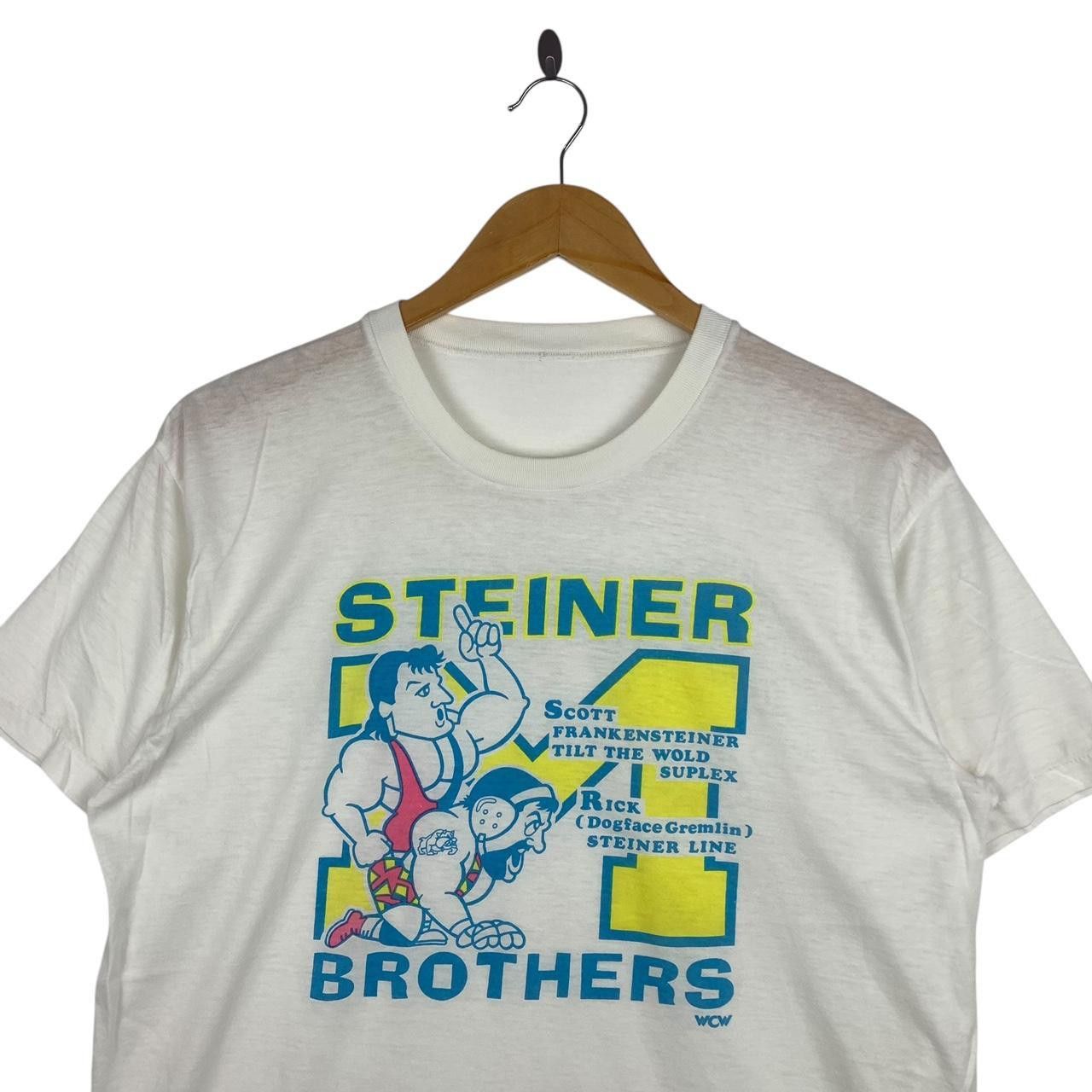 Vintage Vintage 80’ STEINER BROTHERS WCW Wrestling Tee Shirt Top Size US M / EU 48-50 / 2 - 2 Thumbnail