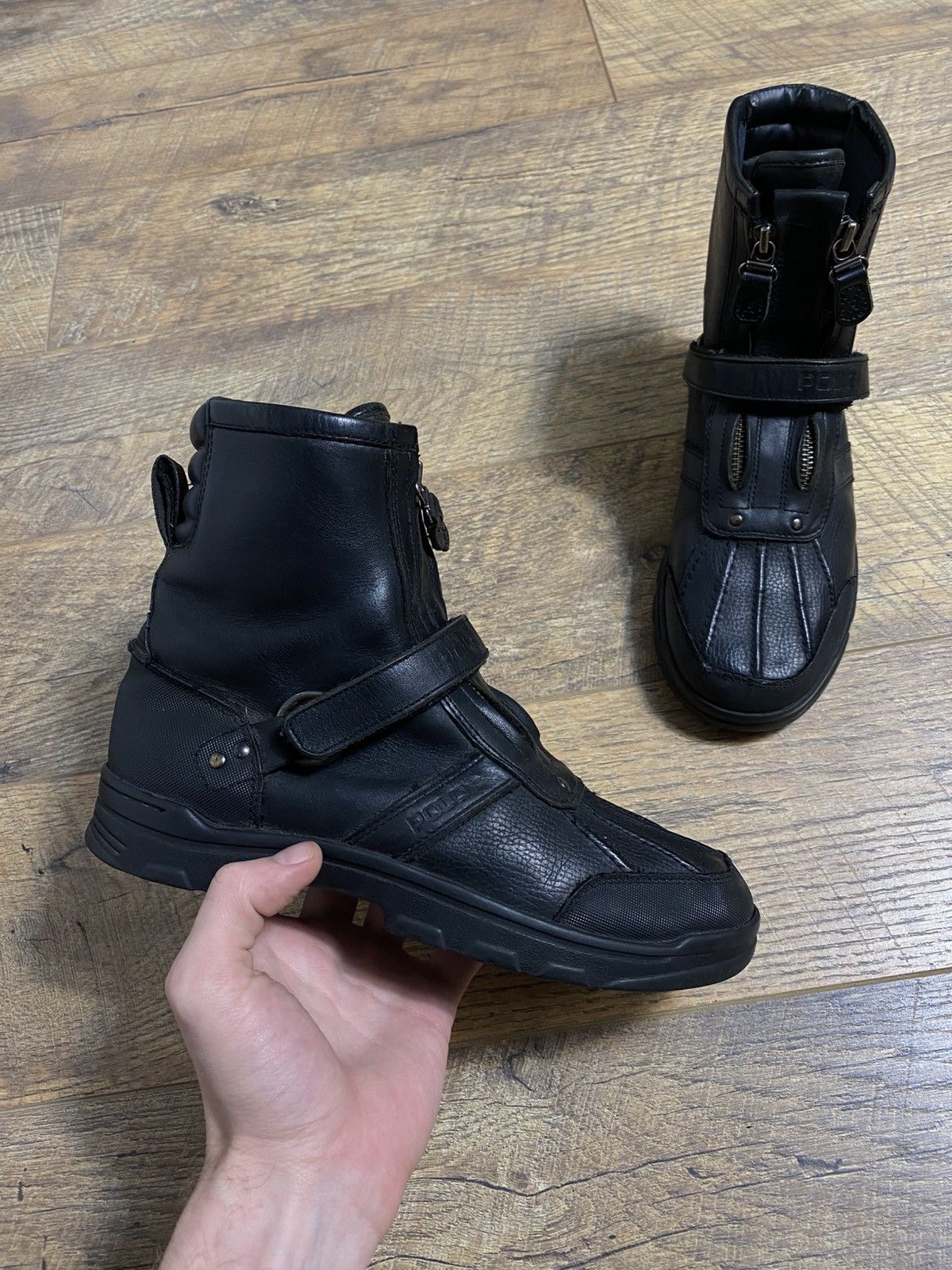 Rare POLO Ralph Lauren Conquest Hi Style Boots Black