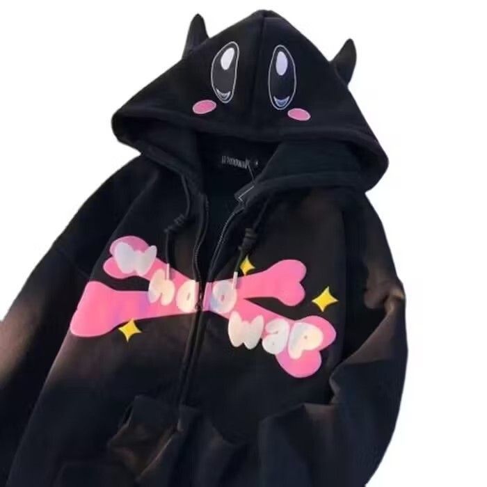 Japanese Brand Black Color Cute Hoodie KPOP Style Size US M / EU 48-50 / 2 - 3 Thumbnail