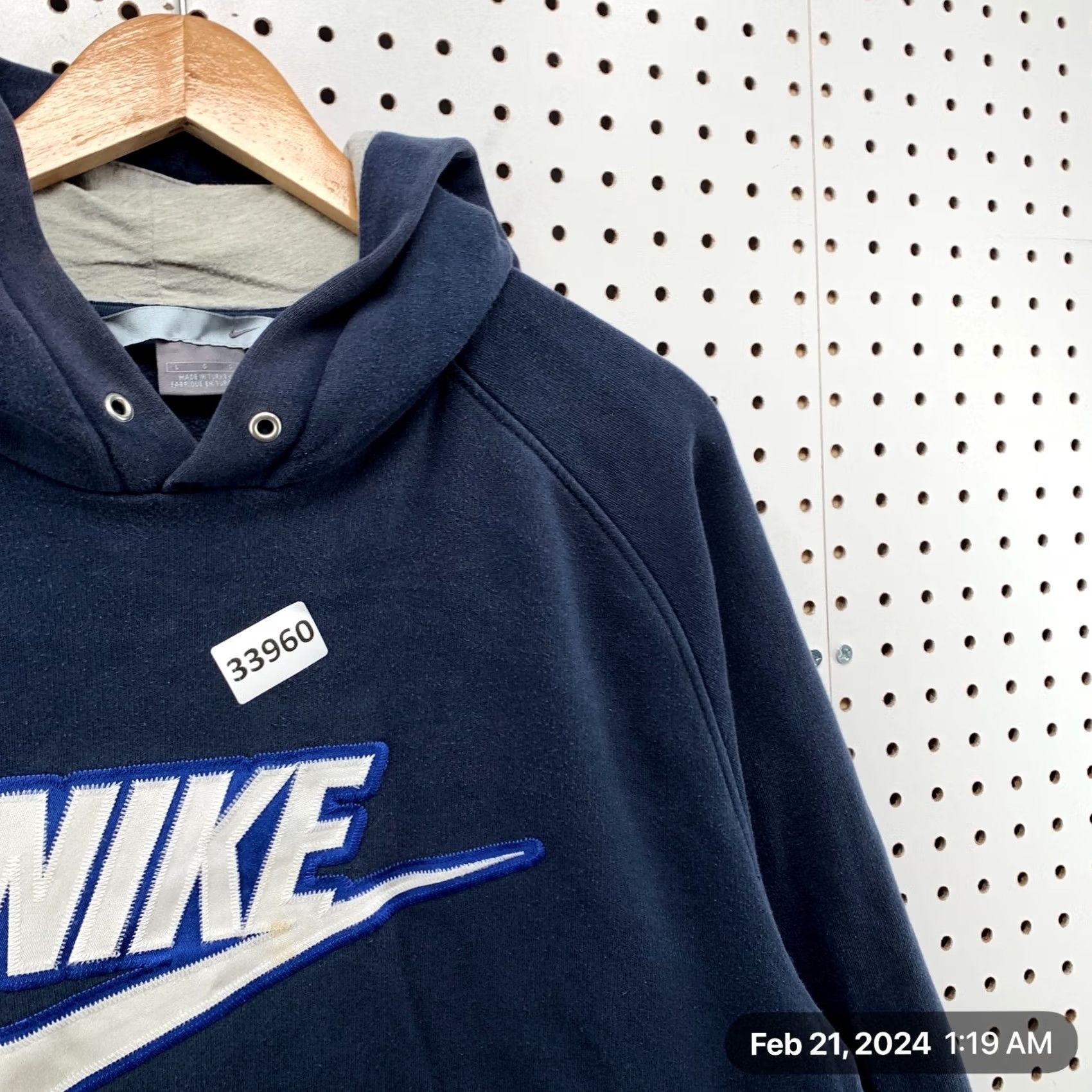 Nike VINTAGE Nike Hoodie Mens Large Blue Embroidered Spell Out Swoosh Y2K Size US L / EU 52-54 / 3 - 7 Thumbnail