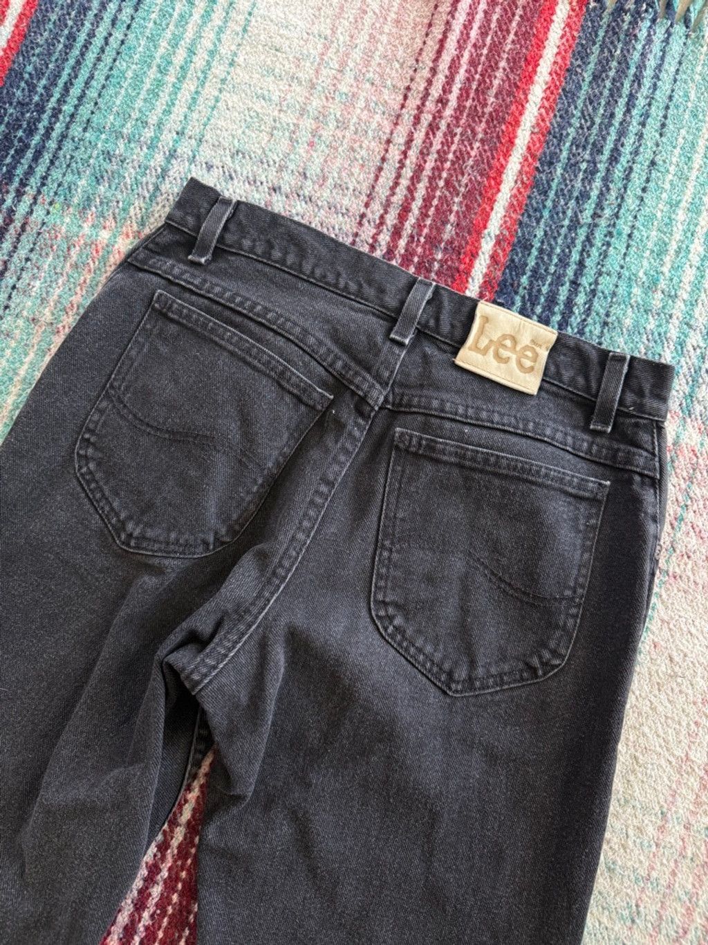 Lee × Vintage Vintage Lee Black Straight Leg Jeans 31x29 Size 31" - 4 Thumbnail