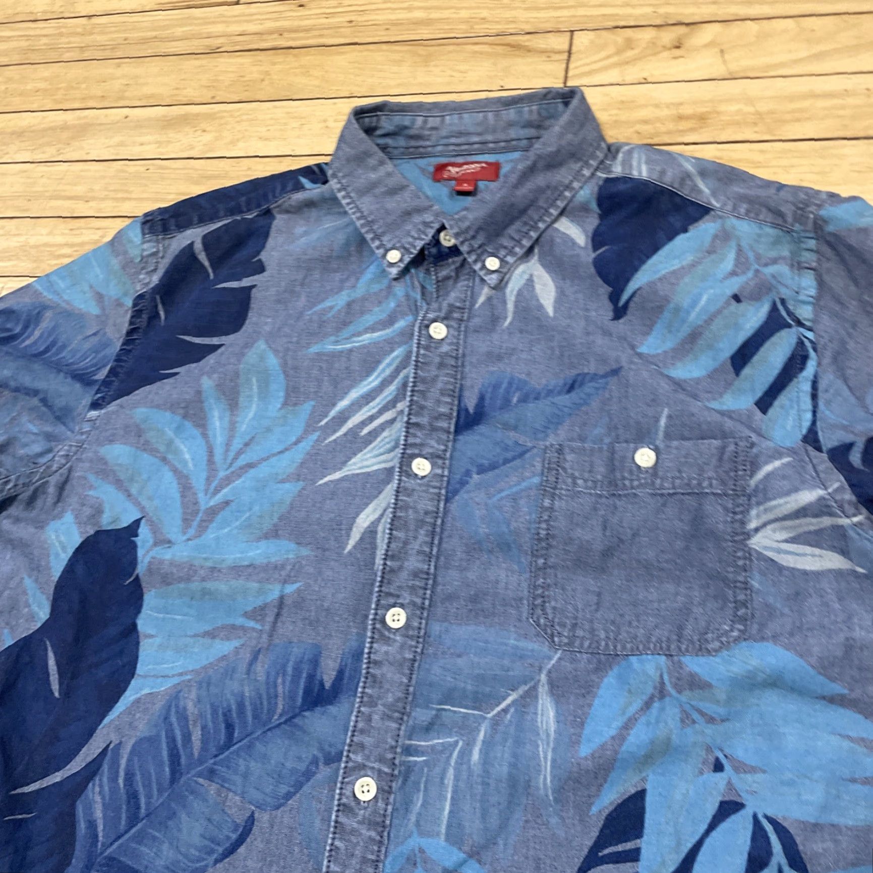 Vintage VINTAGE Arizona Jeans Mens Hawaiian Chambray Shirt XL Floral Blue Twill Oxford Casual XL Size US XL / EU 56 / 4 - 4 Thumbnail