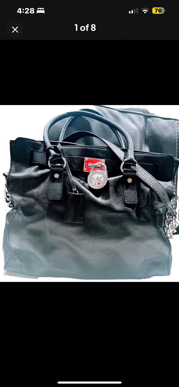 Michael Kors MICHAEL KORS LEATHER HANDBAG SILVER CHAIN/TRIM BEAUTIFUL! Size ONE SIZE - 1 Thumbnail