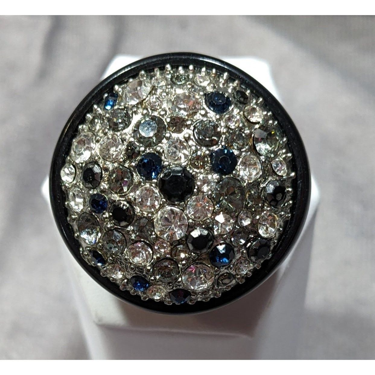 Other Vintage Glam Goth Rhinestone Studded Black Acrylic Statement Size ONE SIZE - 6 Thumbnail