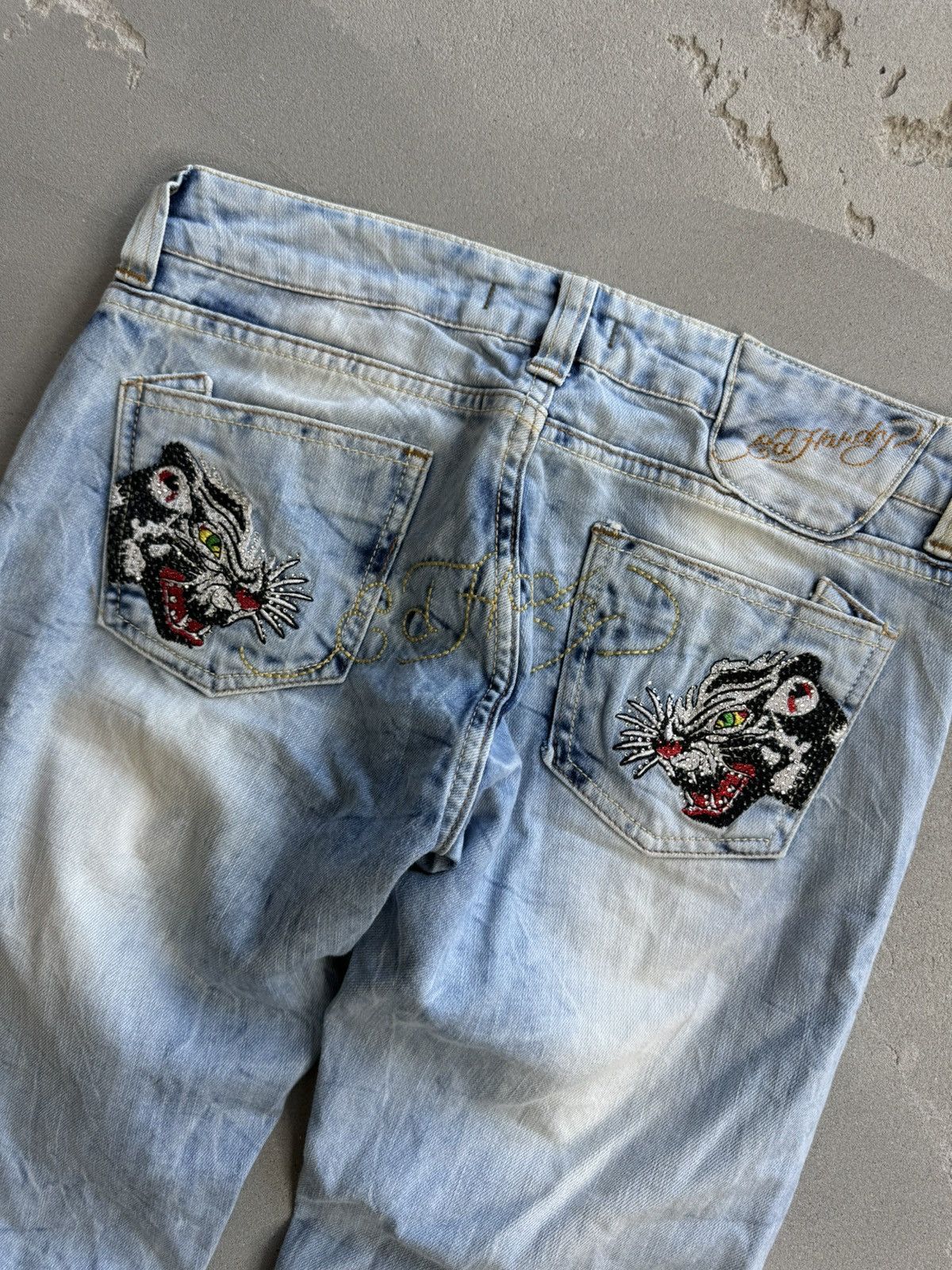 Ed Hardy VINTAGE Y2K BAGGY FADED BLUE ED HARDY DENIM JEANS Size US 30 / EU 46 - 4 Thumbnail
