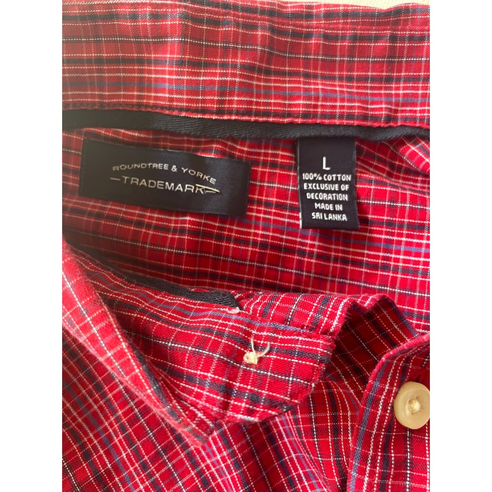 Roundtree & Yorke Roundtree & Yorke Shirt Mens Large Red Button Down Plaid Cotton Casual Size US L / EU 52-54 / 3 - 6 Thumbnail