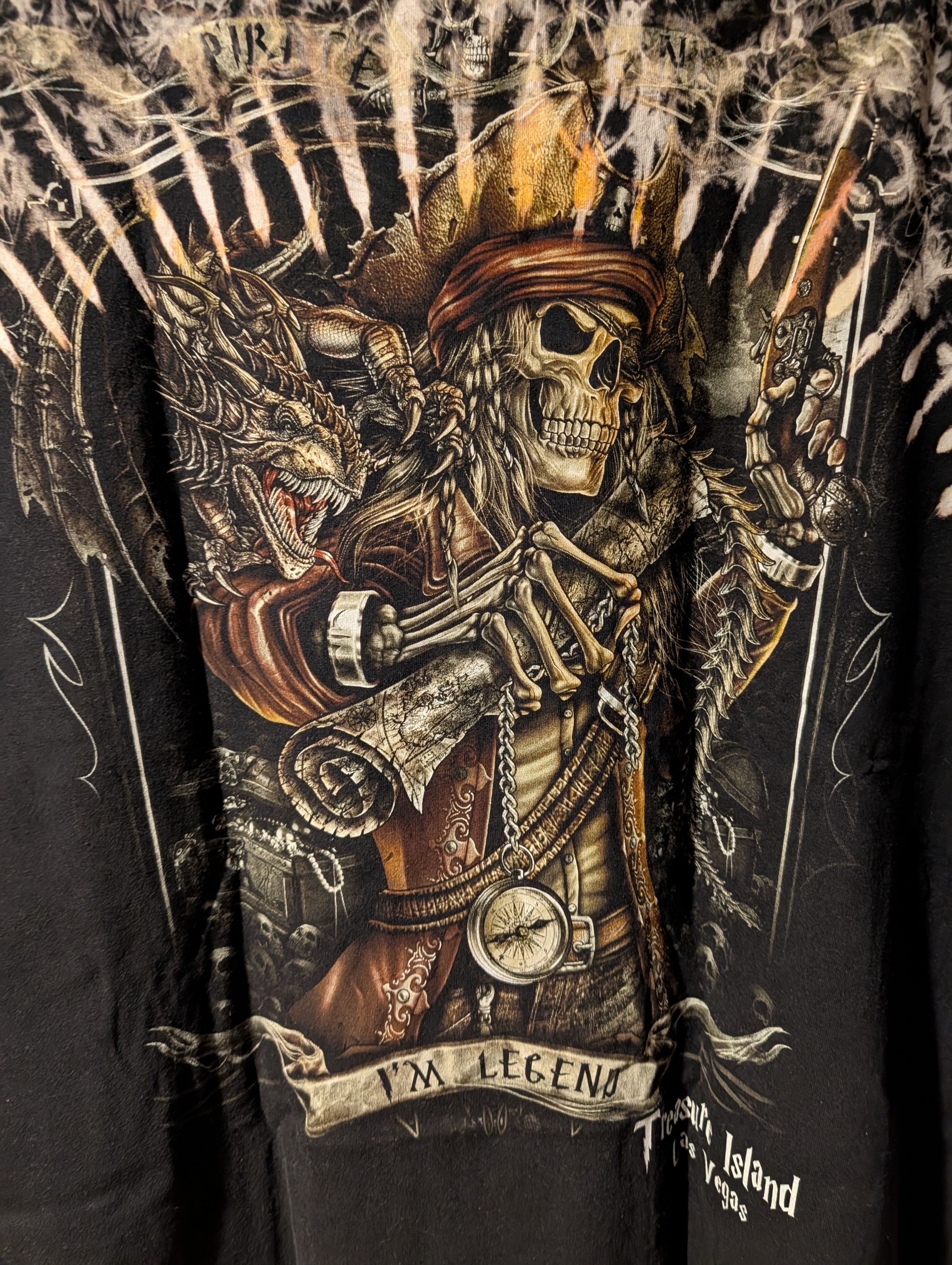 Arts & Science Vintage Y2K Treasure Island Pirate Skull All Over T-Shirt Size US XXL / EU 58 / 5 - 5 Thumbnail