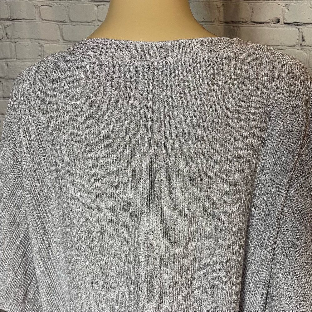 Zara Zara V-neck Ribbed Knit Short Sleeve Grey Tunic Size XL Size XL / US 12-14 / IT 48-50 - 4 Thumbnail