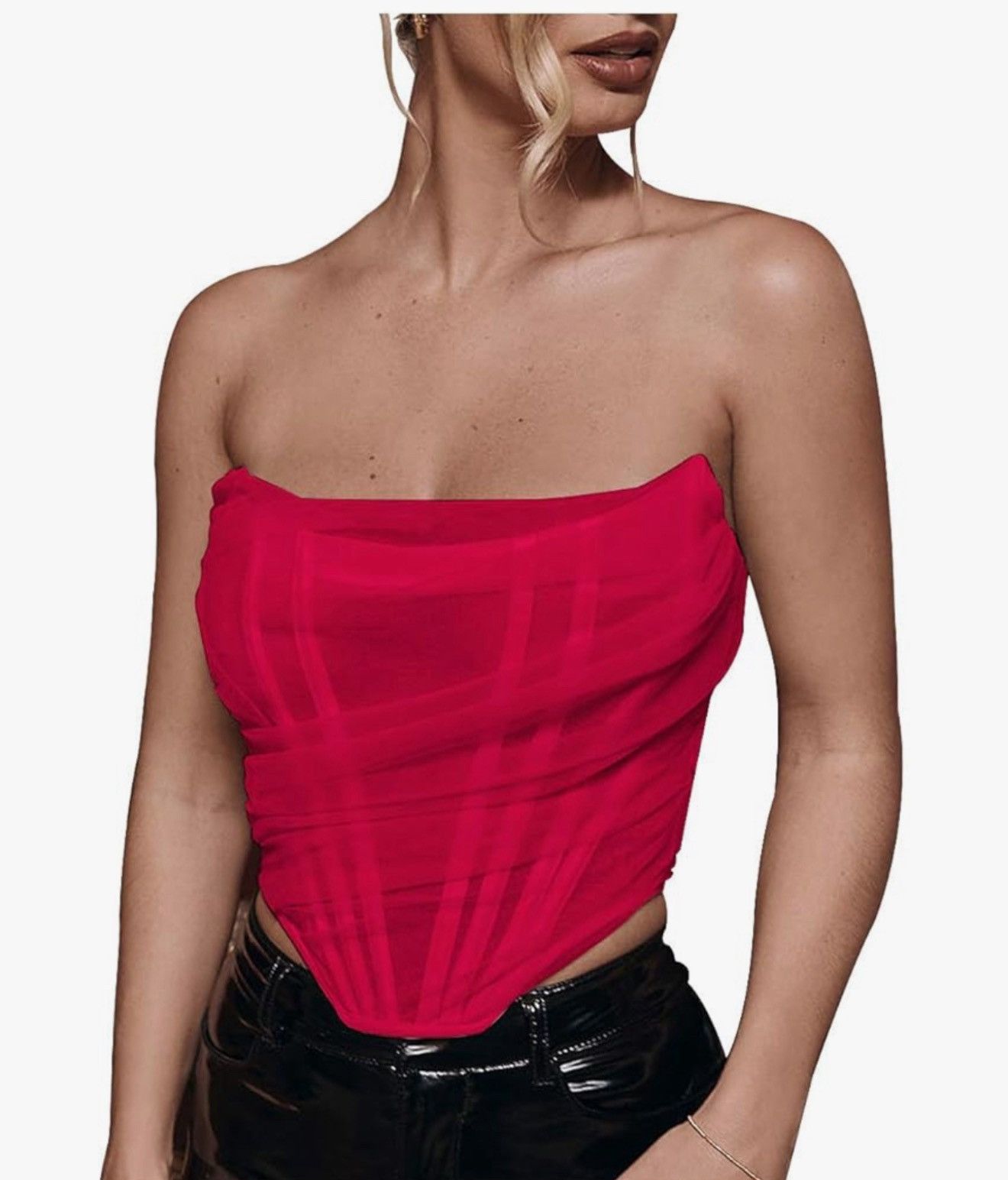 Other L'VOW Women's Sexy Strapless Boned Bustier Corset Crop Top Size L / US 10 / IT 46 - 7 Thumbnail