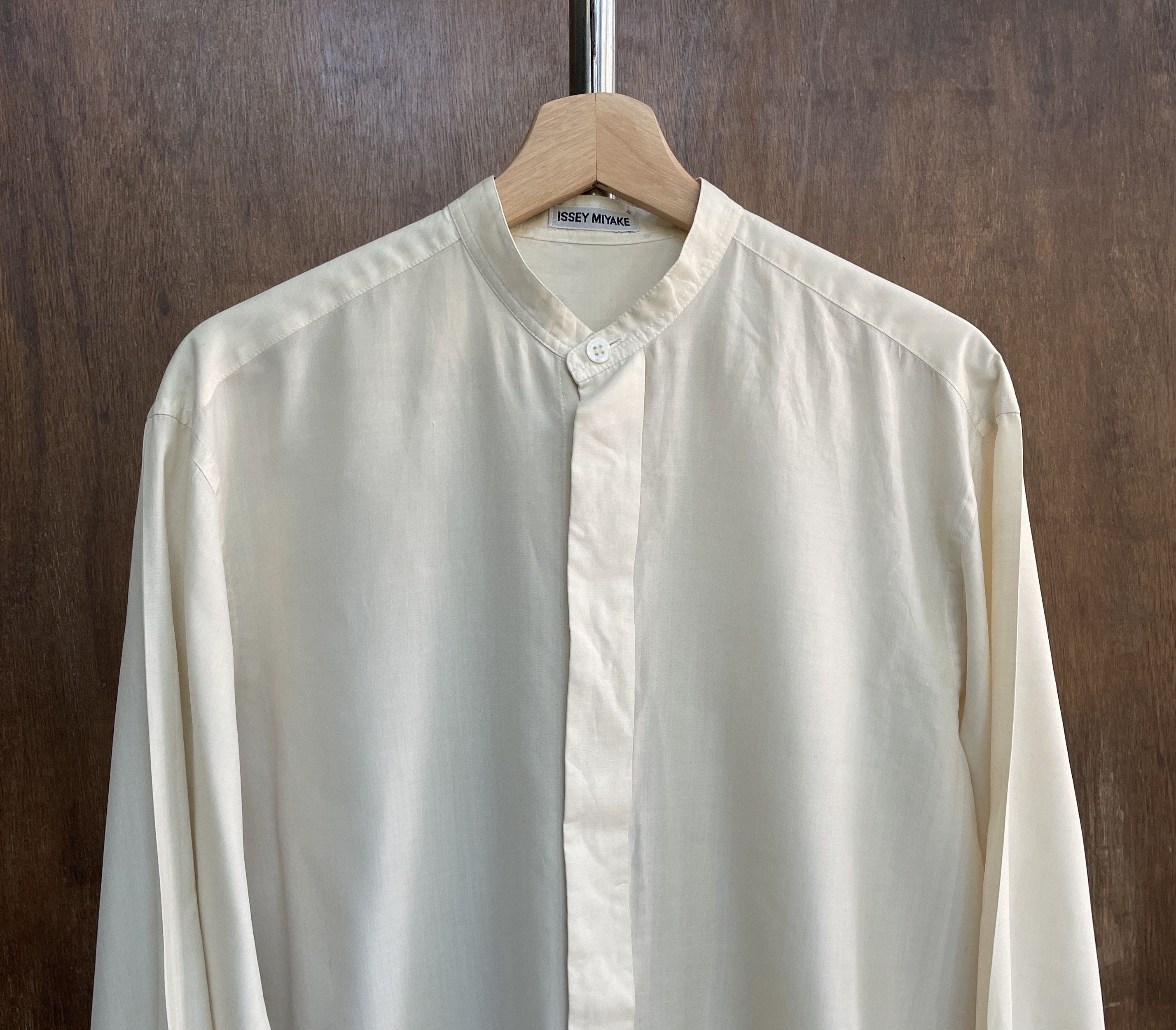 ISSEY MIYAKE Chinese Collar Rayon Beige Shirt