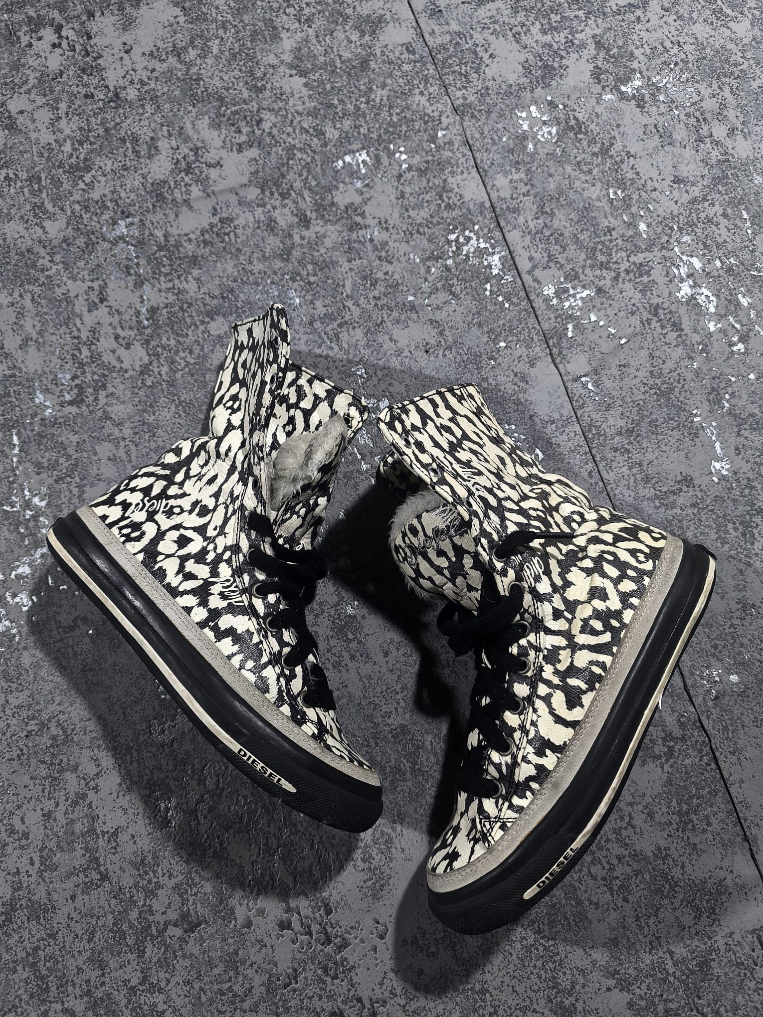 Diesel Diesel Expoflap y2k fur leather sneakers Size US 5 / IT 35 - 8 Thumbnail