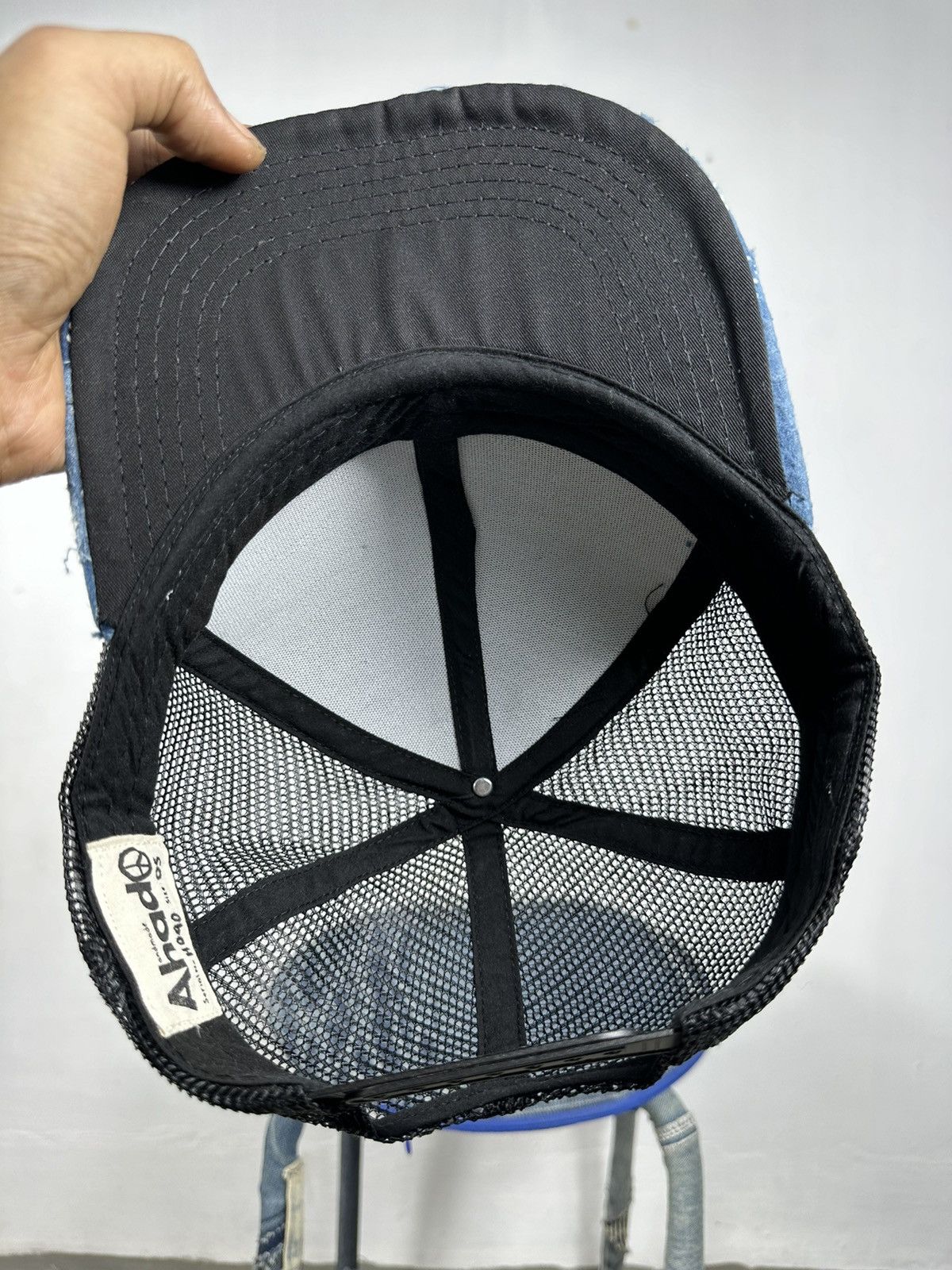 Handmade Custom Made Distressed Patchwork Boro Trucker hats Size ONE SIZE - 12 Thumbnail