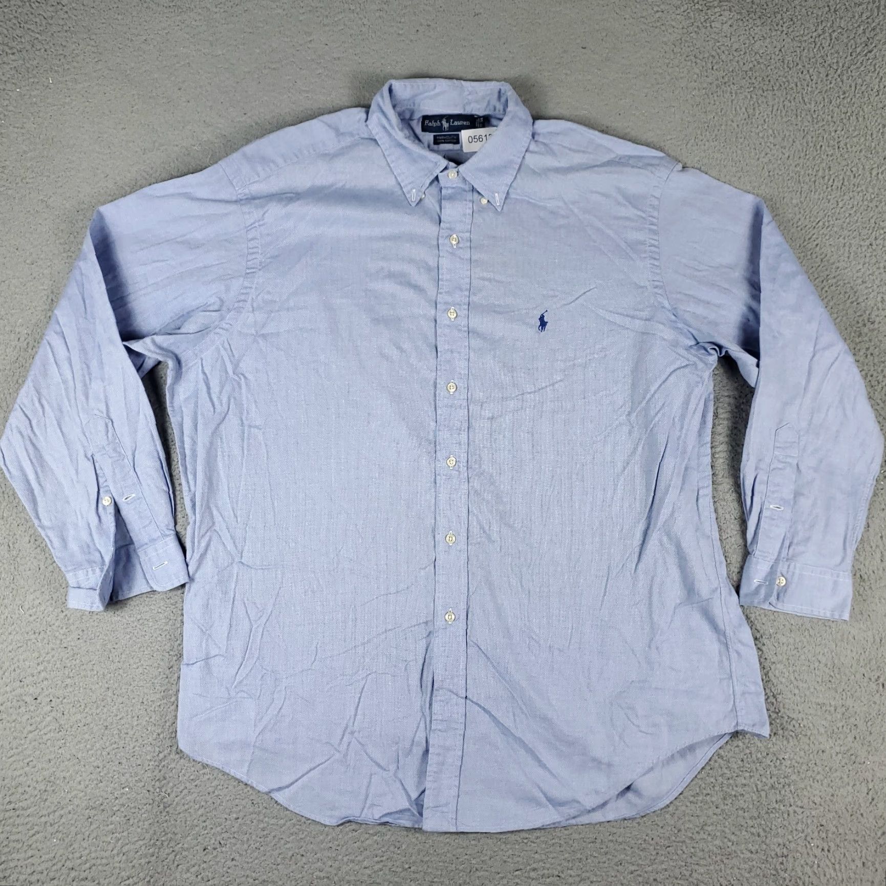 Ralph Lauren Ralph Lauren Dress Shirt Mens Size 17 Blue Long Sleeve Button-Up Cotton Size 46R - 3 Thumbnail