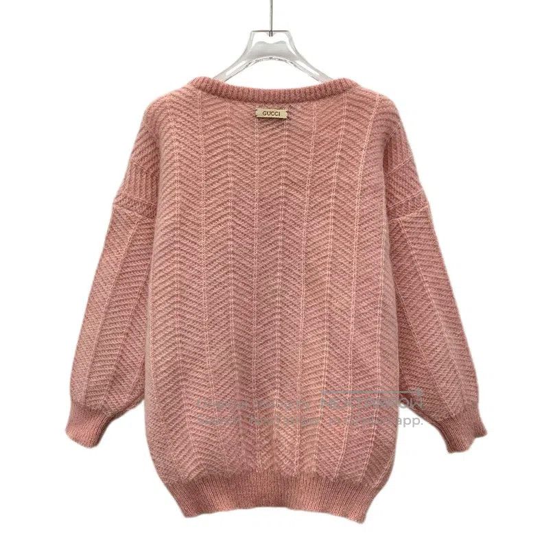 Gucci Gucci Light pink deer inlaid horsehair round-neck long-sle Size M / US 6-8 / IT 42-44 - 2 Thumbnail