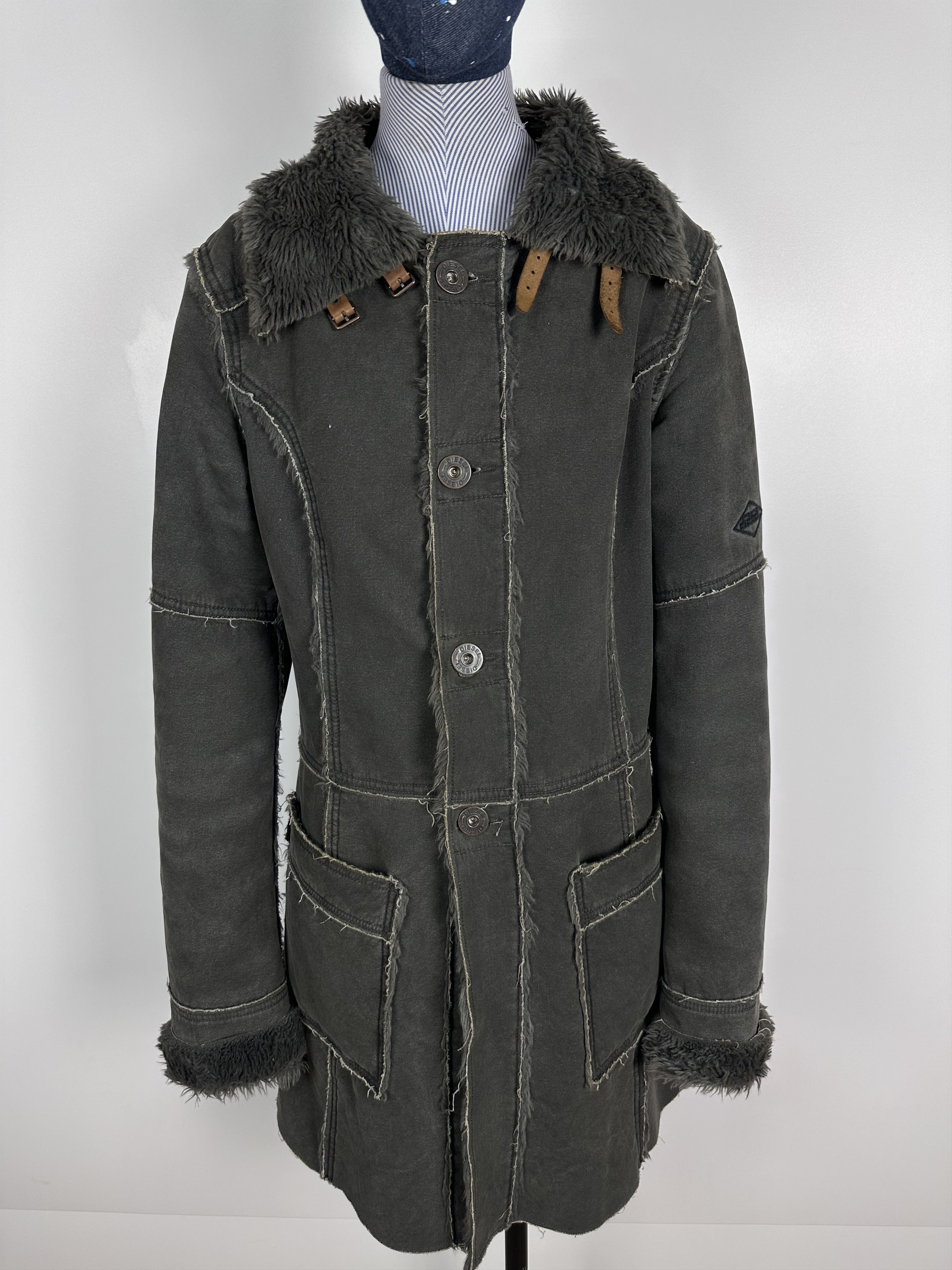 Diesel × Grailed × Vintage Diesel Grey Fur Mod Coat Unique Stitching Comfortable Size M / US 6-8 / IT 42-44 - 2 Thumbnail