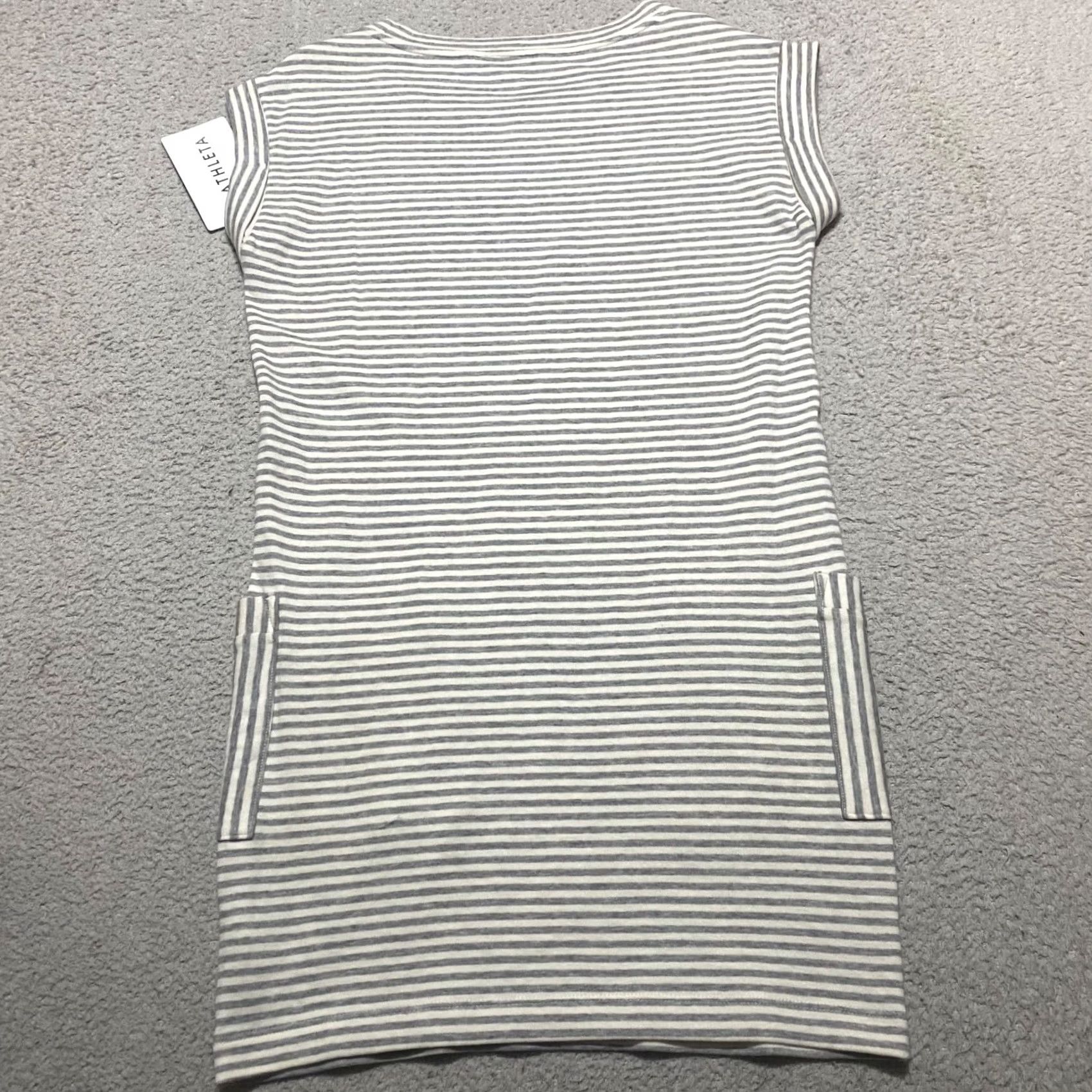 Athleta NWT Athleta Womens 2XS Sweatshirt Dress Gray Striped Ease Up French Terry New Shirt Womens 2XS Gray Striped Sweatshirt Dress Athleta NWT Size XXS / US 00 / IT 34 - 2 Thumbnail