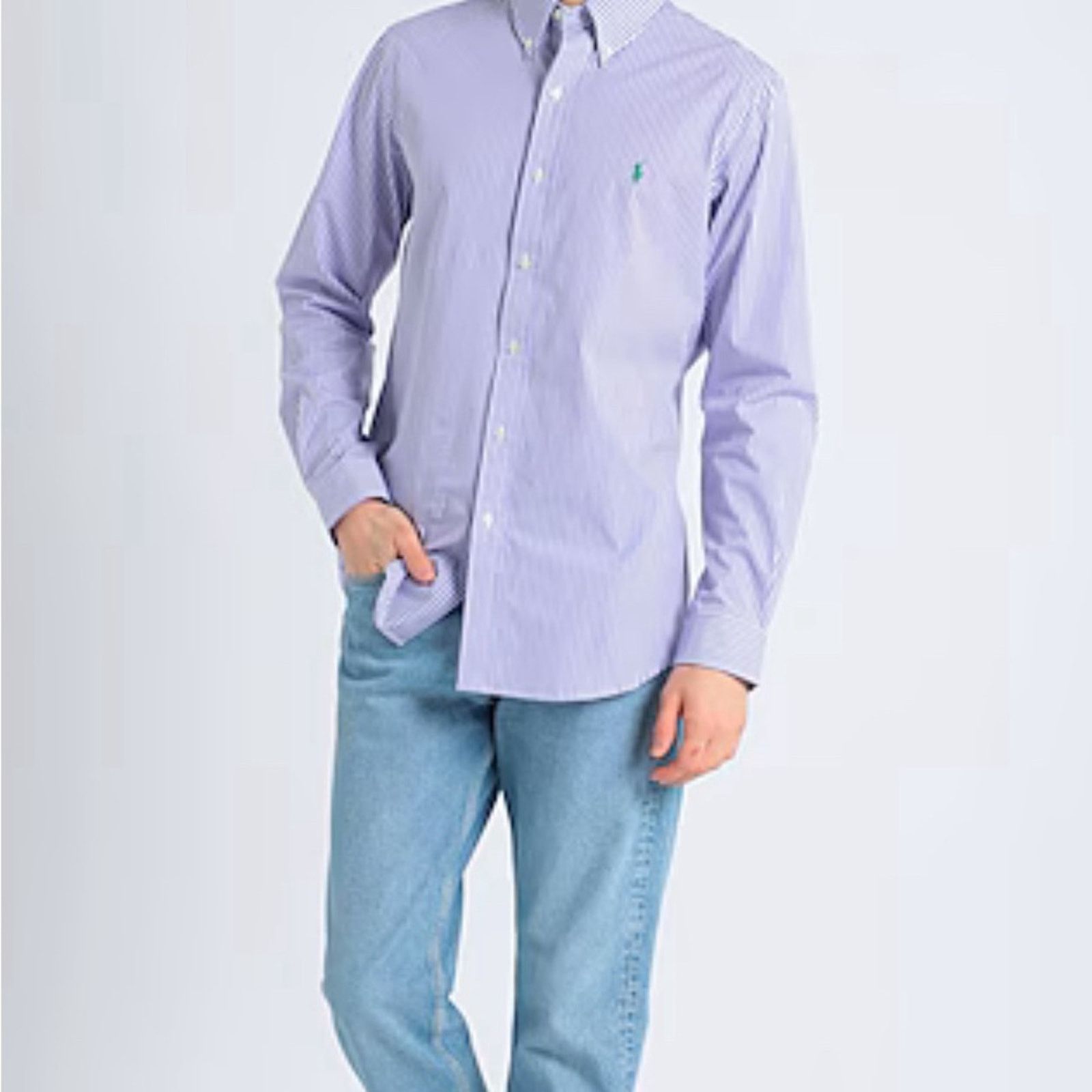 Ralph Lauren Ralph Lauren Custom Fit Oxford Purple White Striped Size US XXL / EU 58 / 5 - 2 Thumbnail