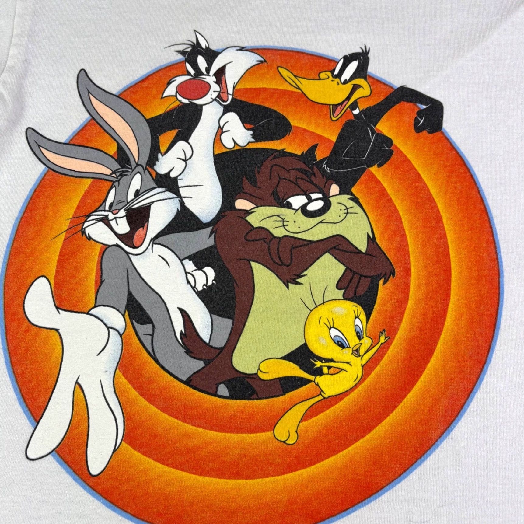 Gildan VINTAGE Bugs Bunny Daffy Duck Sylvester Tweety Tasmanian Devil Graphic T Shirt Gildan Ultra Cotton Short Sleeve Mens Size Small White 90s Size US S / EU 44-46 / 1 - 7 Thumbnail