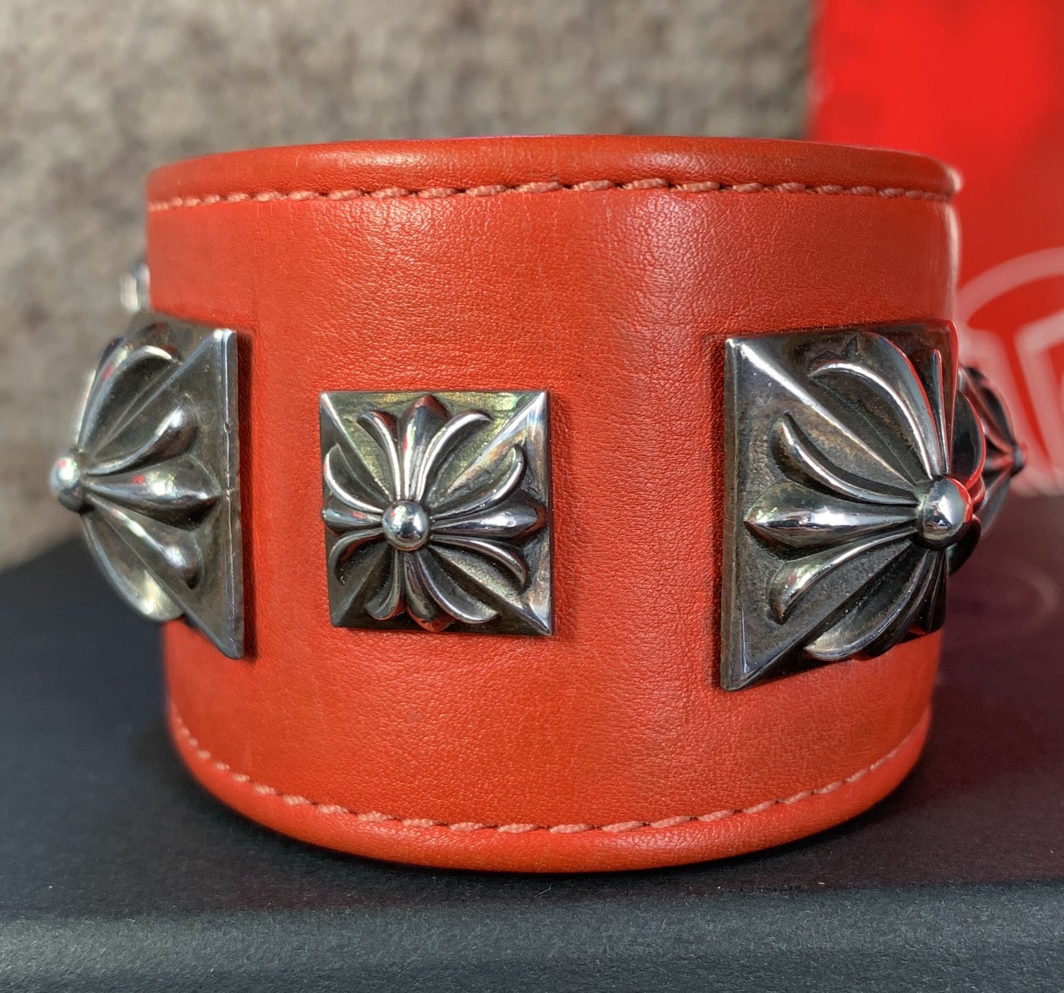 Chrome Hearts Chrome Hearts Studded Leather Silver Snap Bracelet Size ONE SIZE - 3 Thumbnail