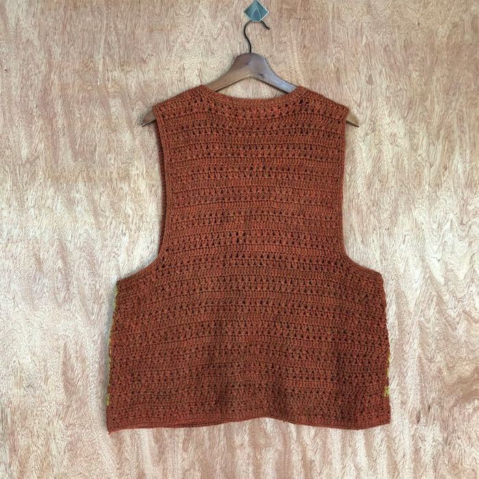 Aran Isles Knitwear Japan Brand Brown crochet vintage cardigan Vest #c451DLL Size M / US 6-8 / IT 42-44 - 2 Thumbnail