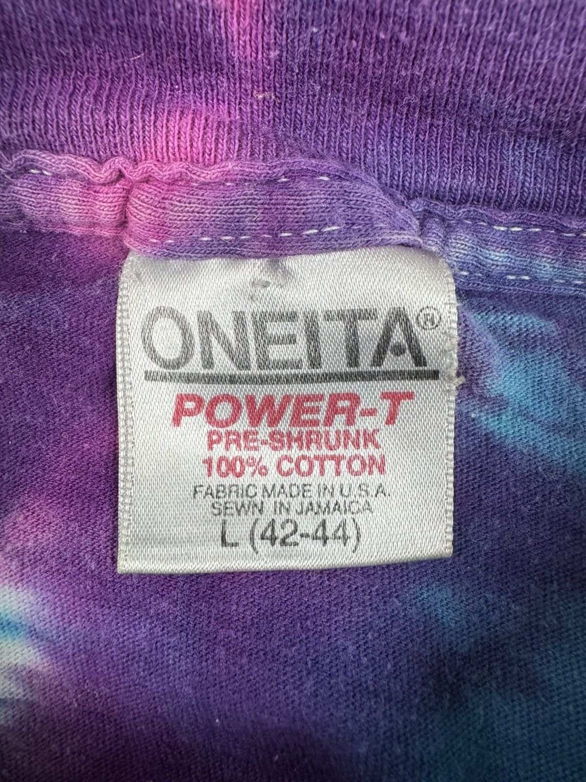 Vintage Vintage 90s Oneita made in USA rainbow tie dye tee boxy fit Size US L / EU 52-54 / 3 - 10 Thumbnail
