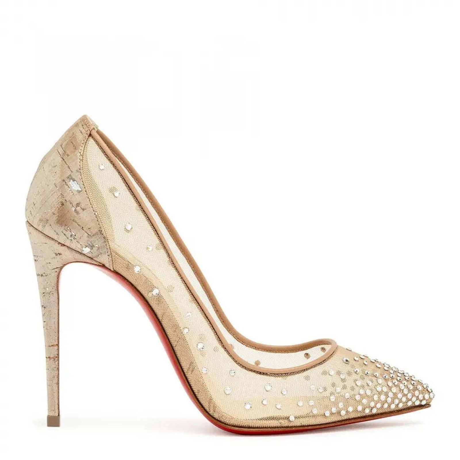 Christian Louboutin Follies Strass 100 Silver Liege Mesh Crystal Heel Pump 42 Size US 12 / IT 42 - 3 Thumbnail