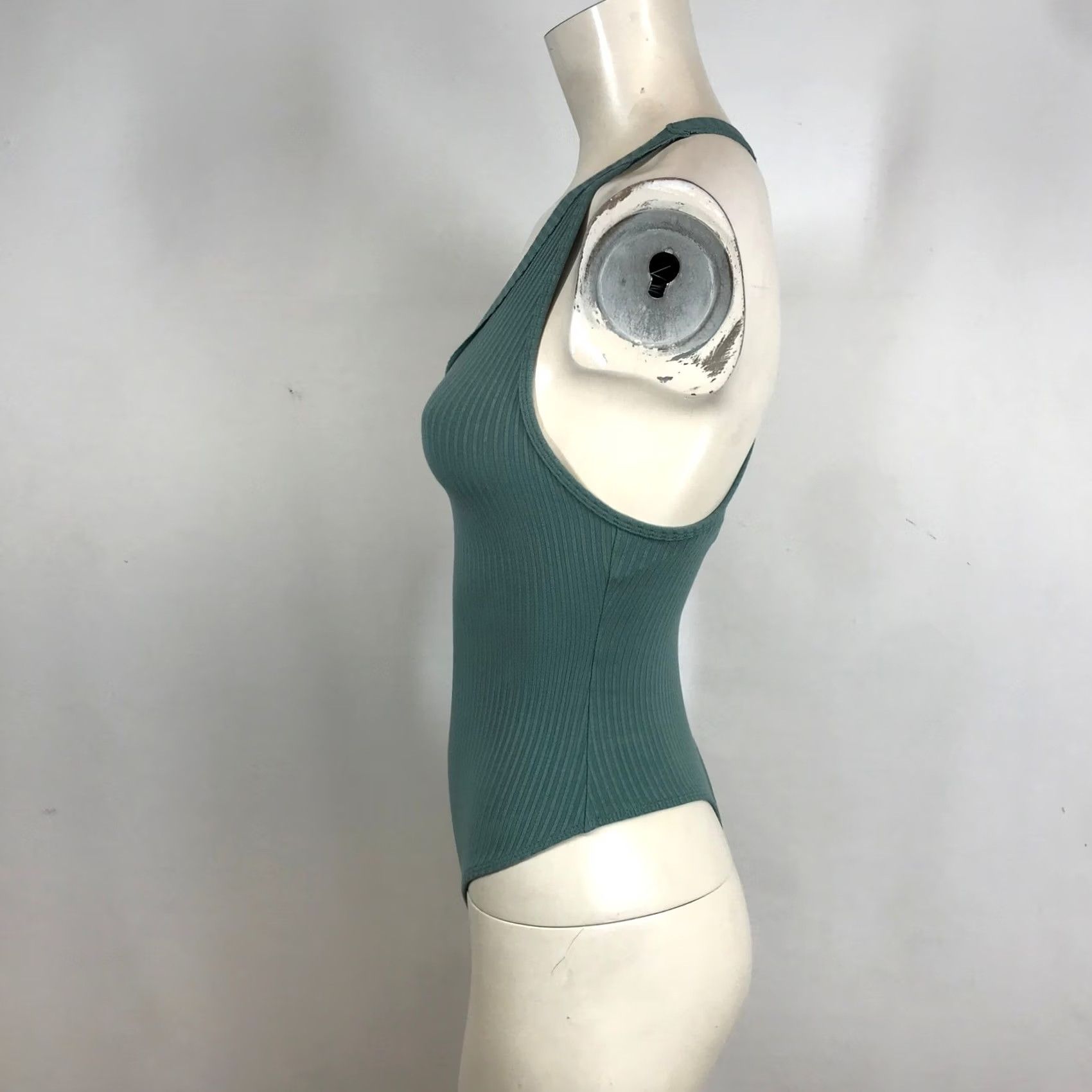 Free People VINTAGE? No — Intimately Free People Bodysuit Teal Green Ribbed Racerback Thong One Piece XS Womens Size XS / US 0-2 / IT 36-38 - 6 Thumbnail