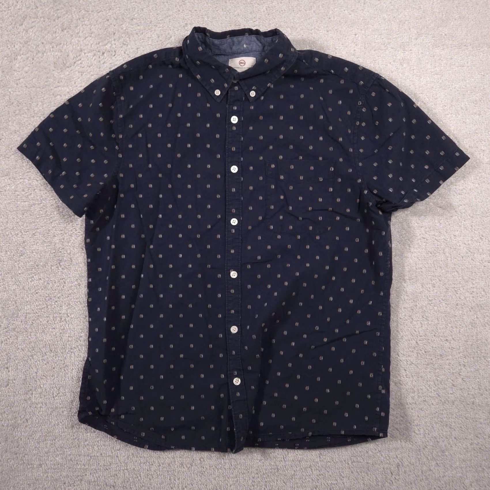 Vintage AG Adriano Goldschmied Shirt Mens M Blue Geometric Button-Down Short Sleeve Size US M / EU 48-50 / 2 - 2 Thumbnail