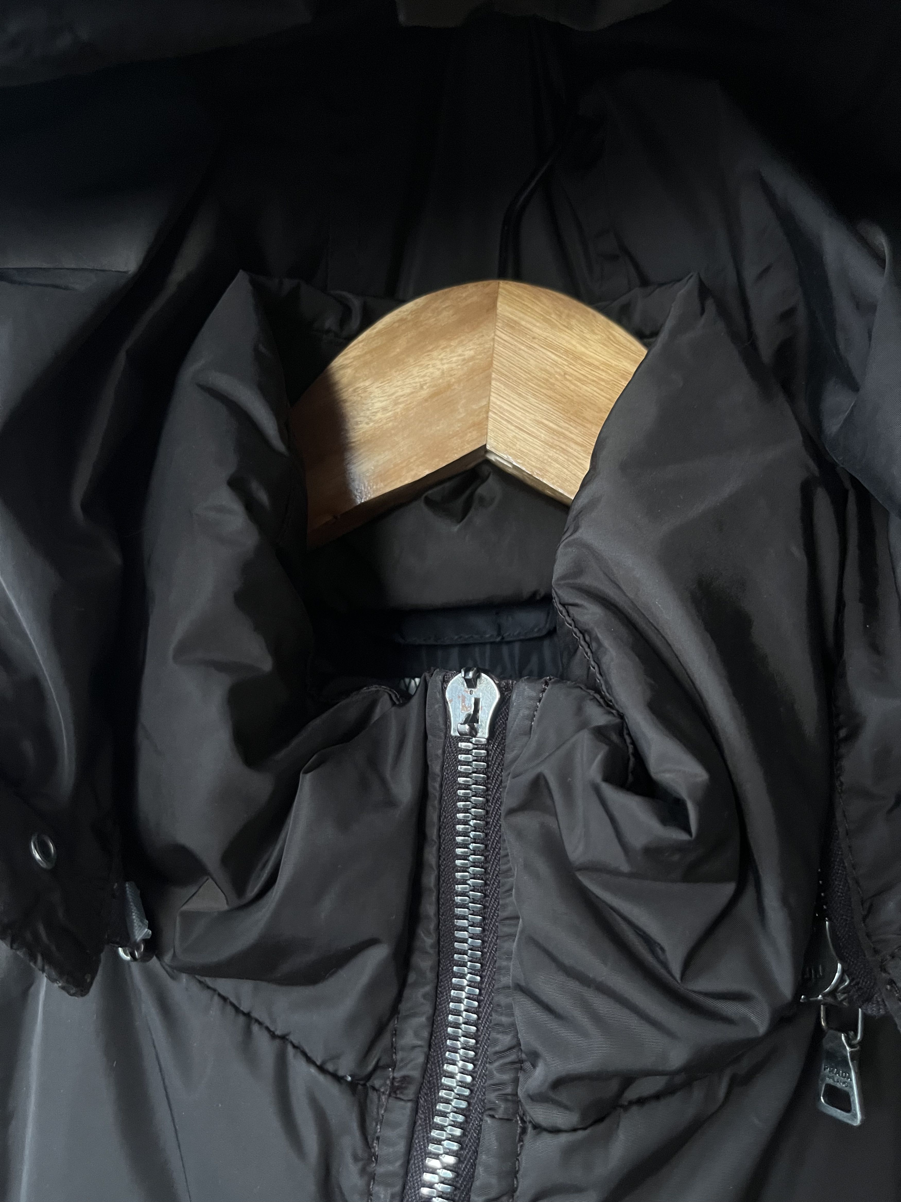 Prada Prada Brown Down Hooded Nylon Jacket Long Black Tab Leather Size M / US 6-8 / IT 42-44 - 2 Thumbnail