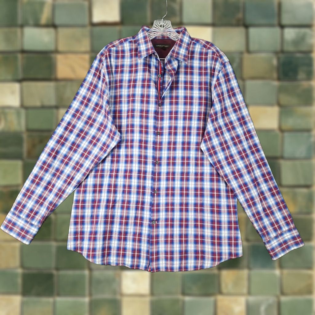 Banana Republic Banana Republic Shirt Men L Blue Red Plaid Button-Up Long Sleeve Size US L / EU 52-54 / 3 - 1 Thumbnail