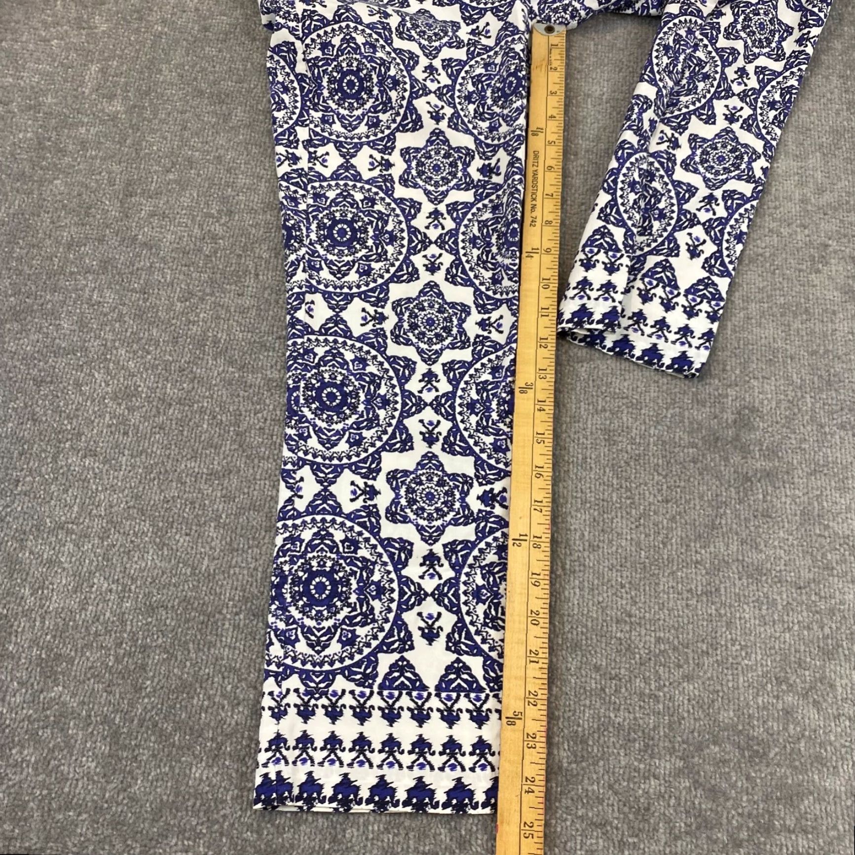 Vintage TYLER BOE Pants Womens 4 Blue White Floral Print Capris Straight Fit Workwear Size 27" / US 4 / IT 40 - 4 Thumbnail