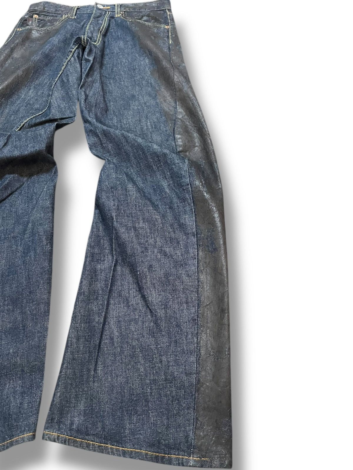 Who Decides War Vintage YNJS Two Tones Curvy Leg Embroidery Denim Size US 30 / EU 46 - 6 Thumbnail