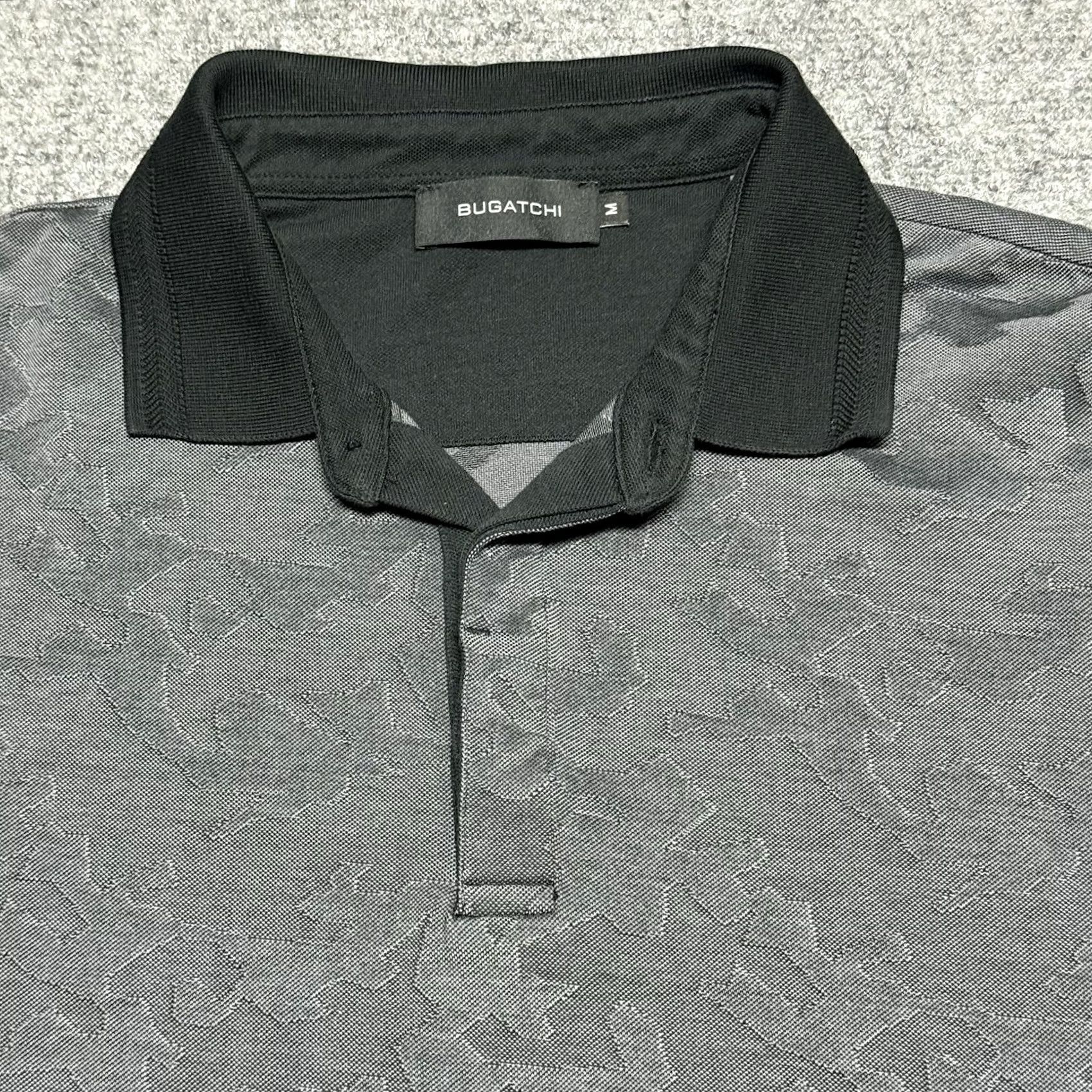 BUGATCHI BUGATCHI Polo Shirt Mens M Camouflage Gray Mercerized Cotton Long Sleeve Golf Button Placket Designer Shirt Mens Regular Size US M / EU 48-50 / 2 - 2 Thumbnail