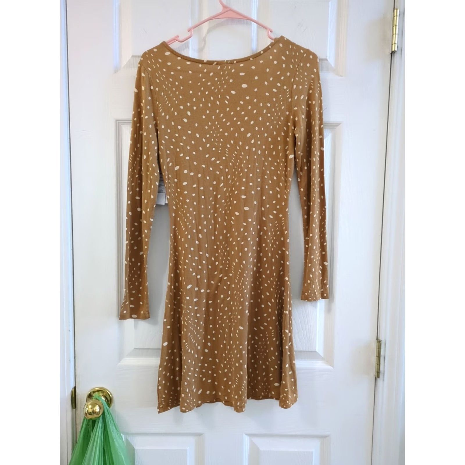 Vintage BP Dress NWT Women's XS Tan Warpy Dot Knew Length Dress Size XS / US 0-2 / IT 36-38 - 6 Thumbnail