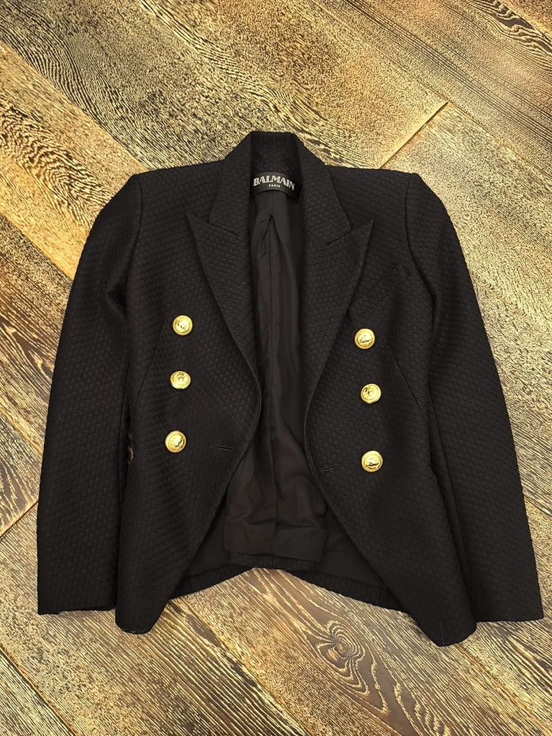Balmain Balmain Black Double-Breasted Blazer with Gold Buttons-dmc Size US S / EU 44-46 / 1 - 1 Thumbnail