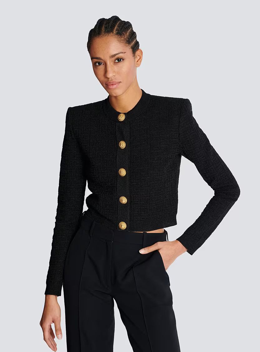 Balmain o1s1wg111225 Labyrinth Knit Cardigan in Black Size L / US 10 / IT 46 - 5 Thumbnail