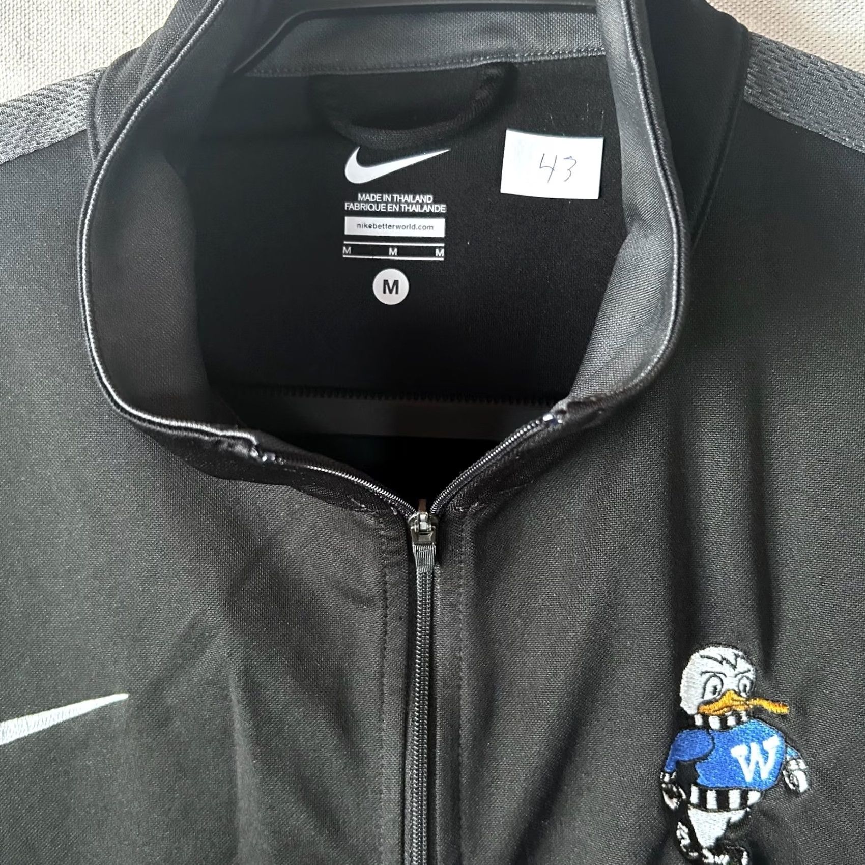 Nike Nike Mens Black Full Zip Track Jacket Duck Mascot W Patch Mock Neck Size M Size US M / EU 48-50 / 2 - 2 Thumbnail