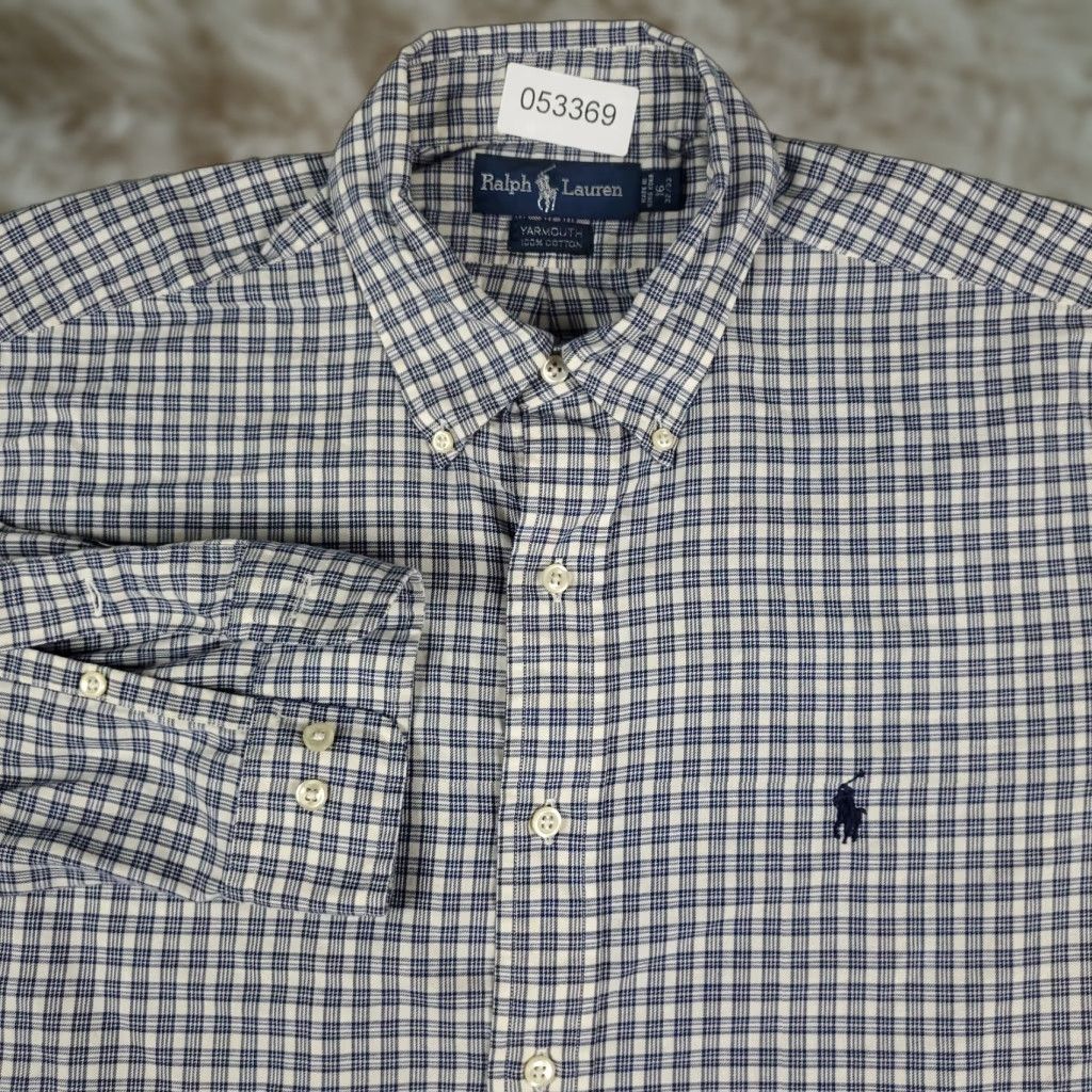 Ralph Lauren Ralph Lauren Dress Shirt Mens 16 Blue Plaid Button Up Long Sleeve Cotton Size 42R - 1 Thumbnail
