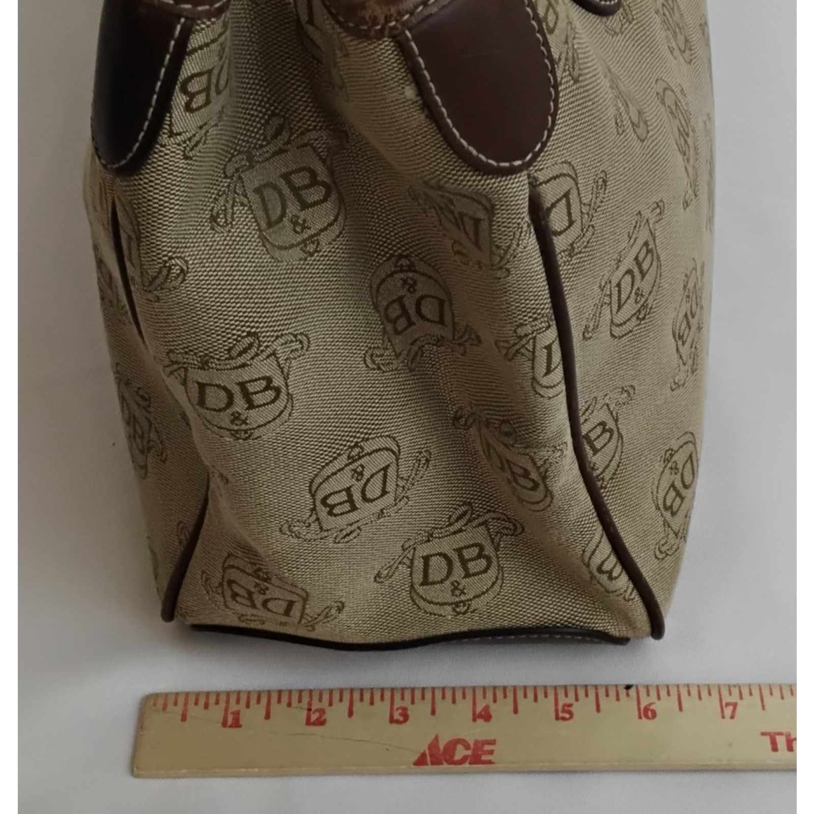 Dooney & Bourke Dooney & Bourke Jacquard Satchel Bag Brown DB Logo Canvas Size ONE SIZE - 15 Thumbnail