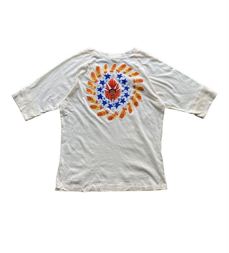 image of Issey Miyake Fetè Hawaiian Girls Embroidery Tshirt in Cream, Men's (Size Small)