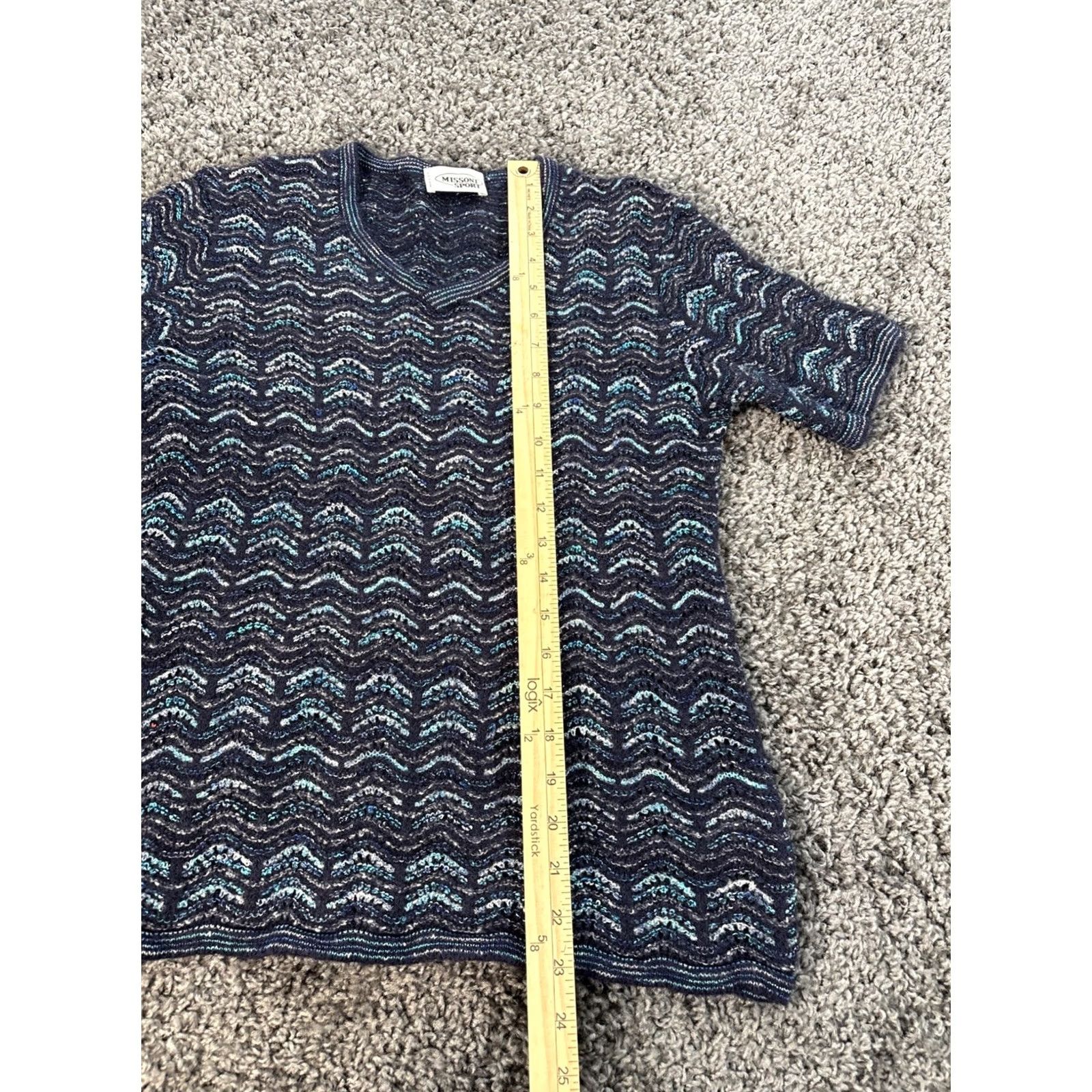 Missoni MISSONI Striped Knit Short Sleeve Shirt Womens M Multicolor Pullover Designer Classic Lightweight Size M / US 6-8 / IT 42-44 - 2 Thumbnail