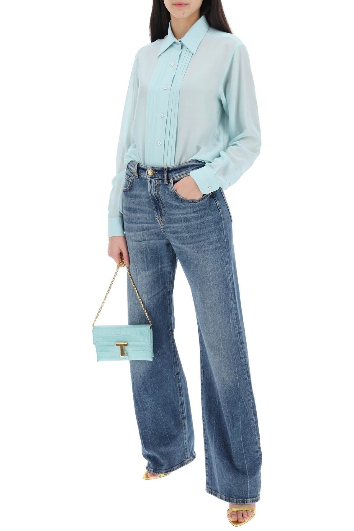 Tom Ford o1w1db10525 CA3254 Plastron Silk Shirt in Light Blue Size M / US 6-8 / IT 42-44 - 2 Thumbnail