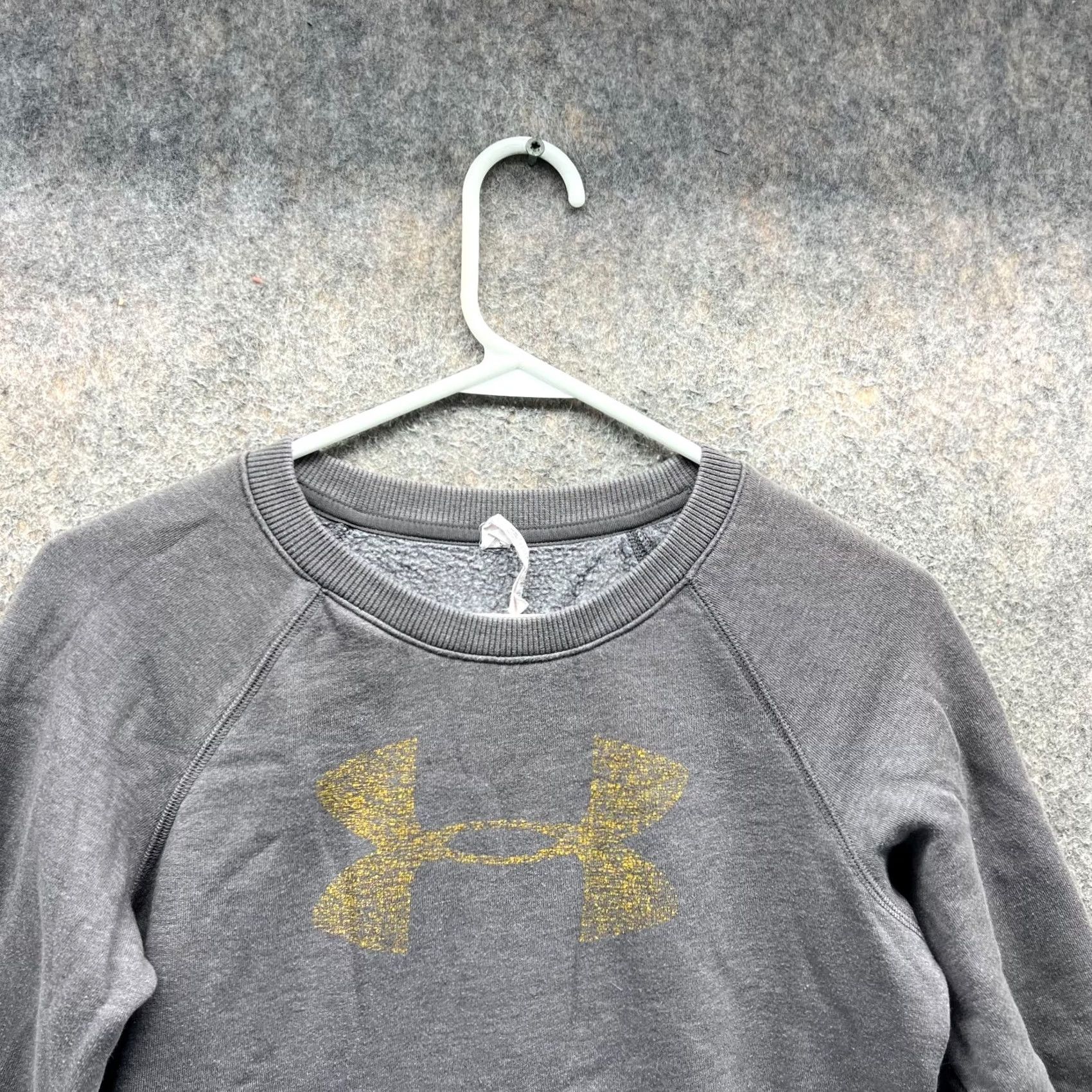 Under Armour VINTAGE Under Armour Sweatshirt Logo Pocket Fleece Womens Small Gray Pullover Crew Neck Long Sleeve Size S / US 4 / IT 40 - 5 Thumbnail
