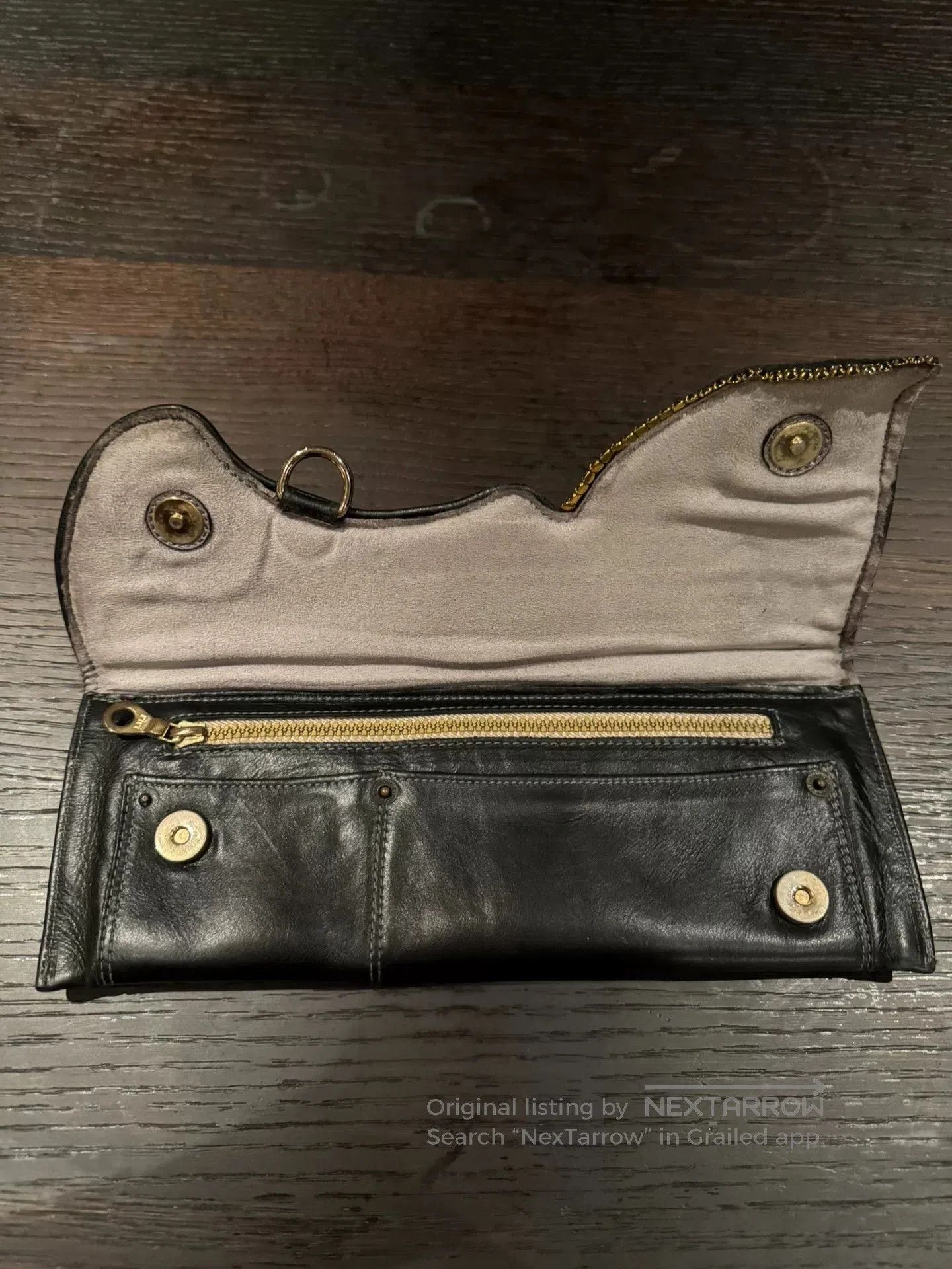 Vintage stylish black leather hand clutch bag. Size ONE SIZE - 3 Thumbnail