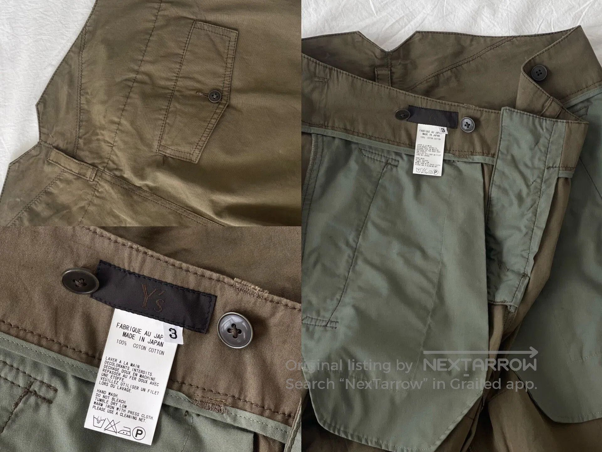 Y's Y's Yamamoto Green Work Pants with Suspenders. Size US 30 / EU 46 - 6 Thumbnail